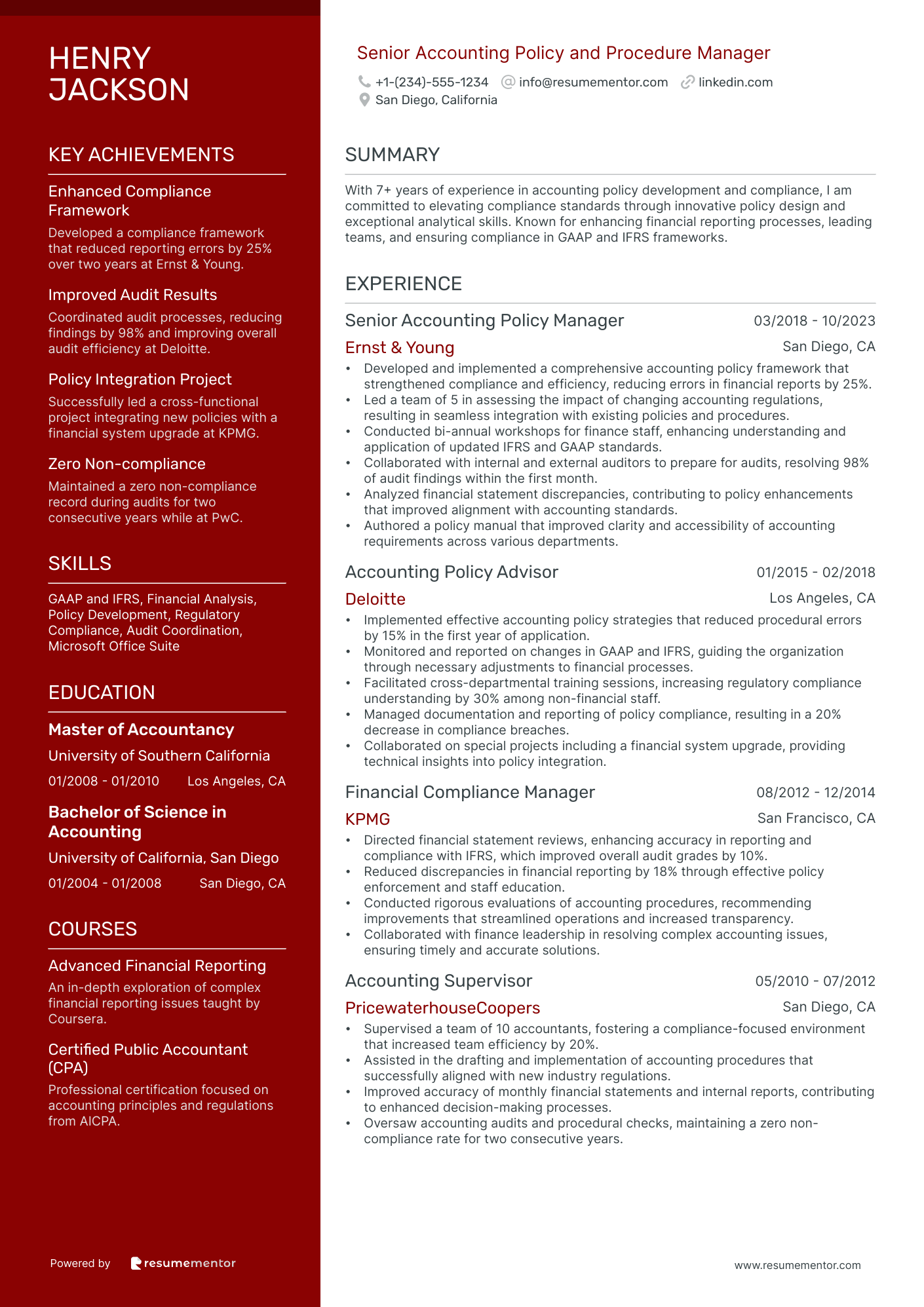 Senior Accounting Policy and Procedure Manager