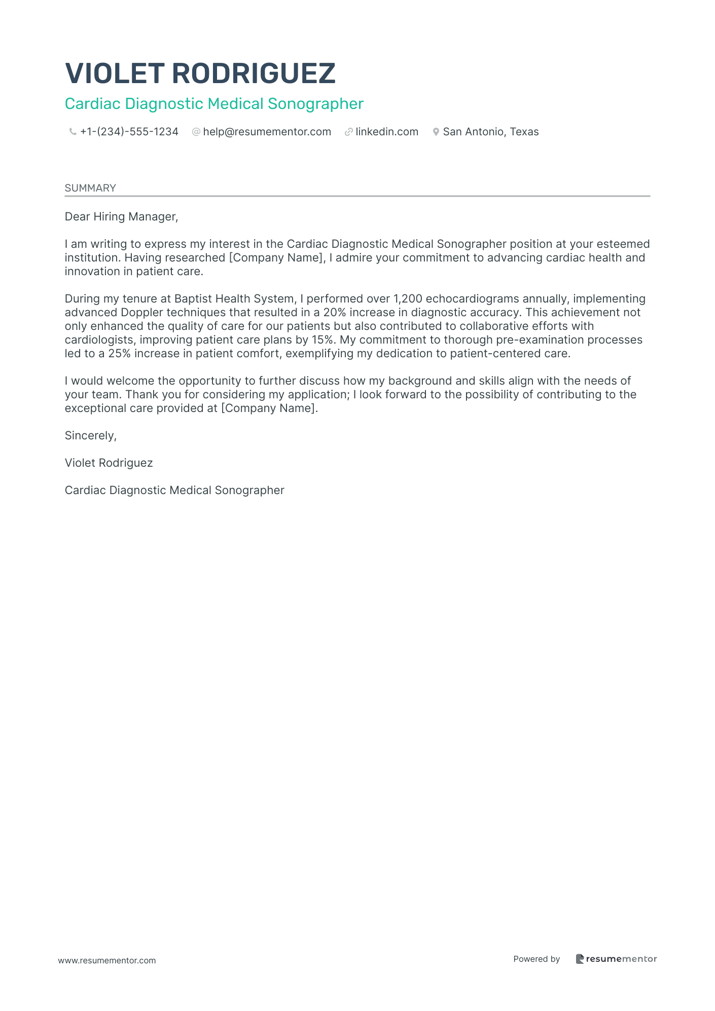 Cardiac Diagnostic Medical Sonographer