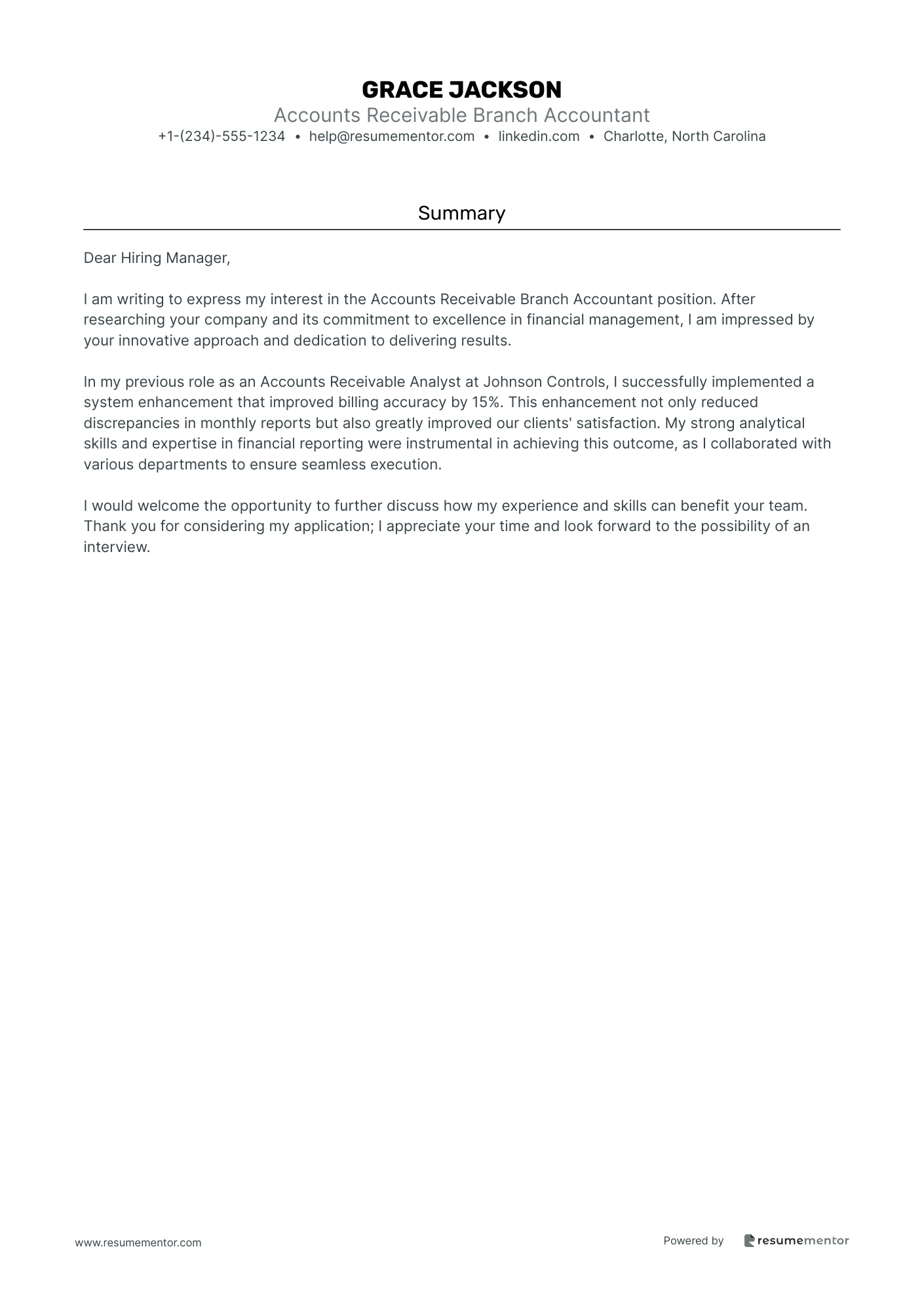 Accounts Receivable Branch Accountant