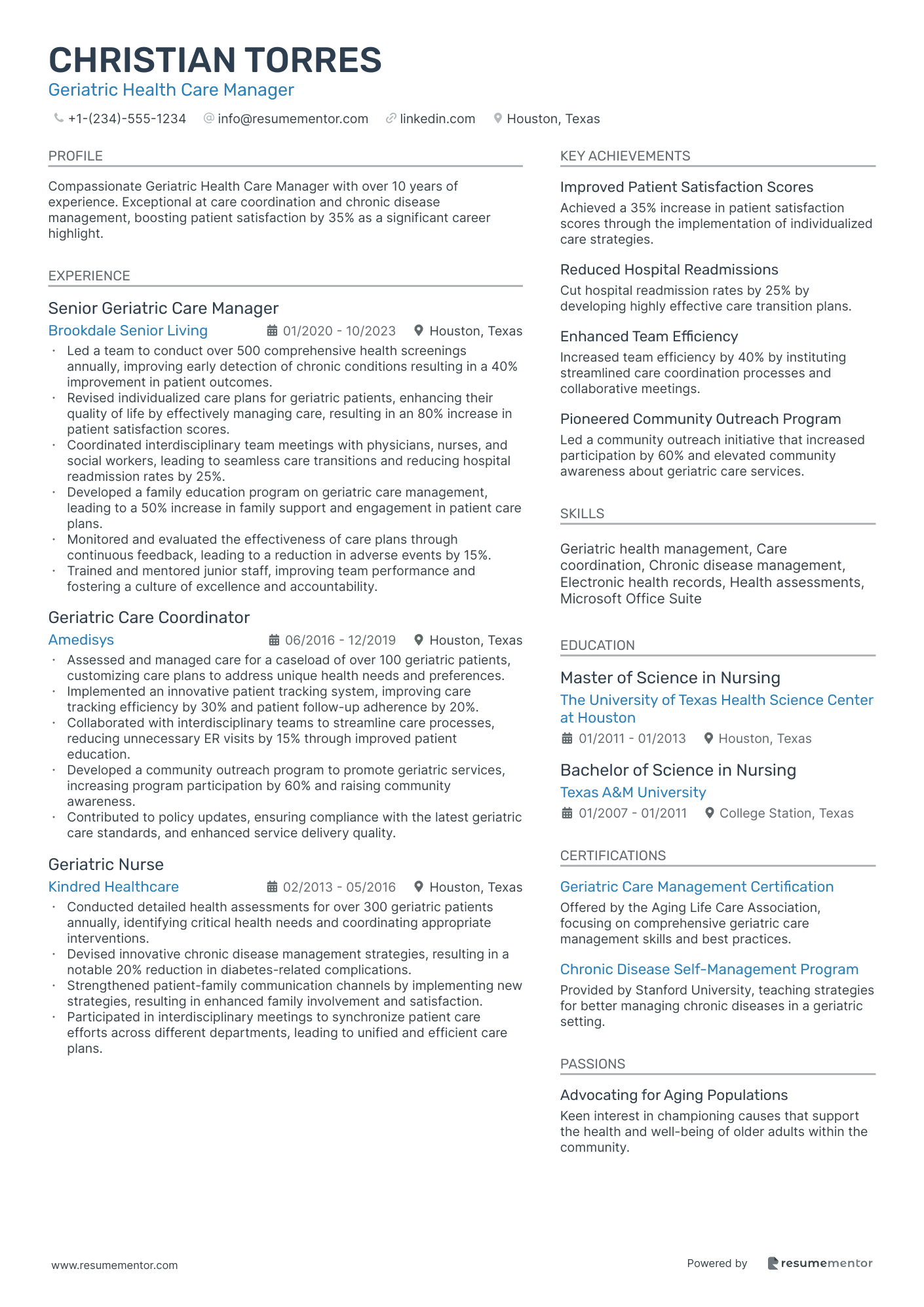Geriatric Health Care Manager