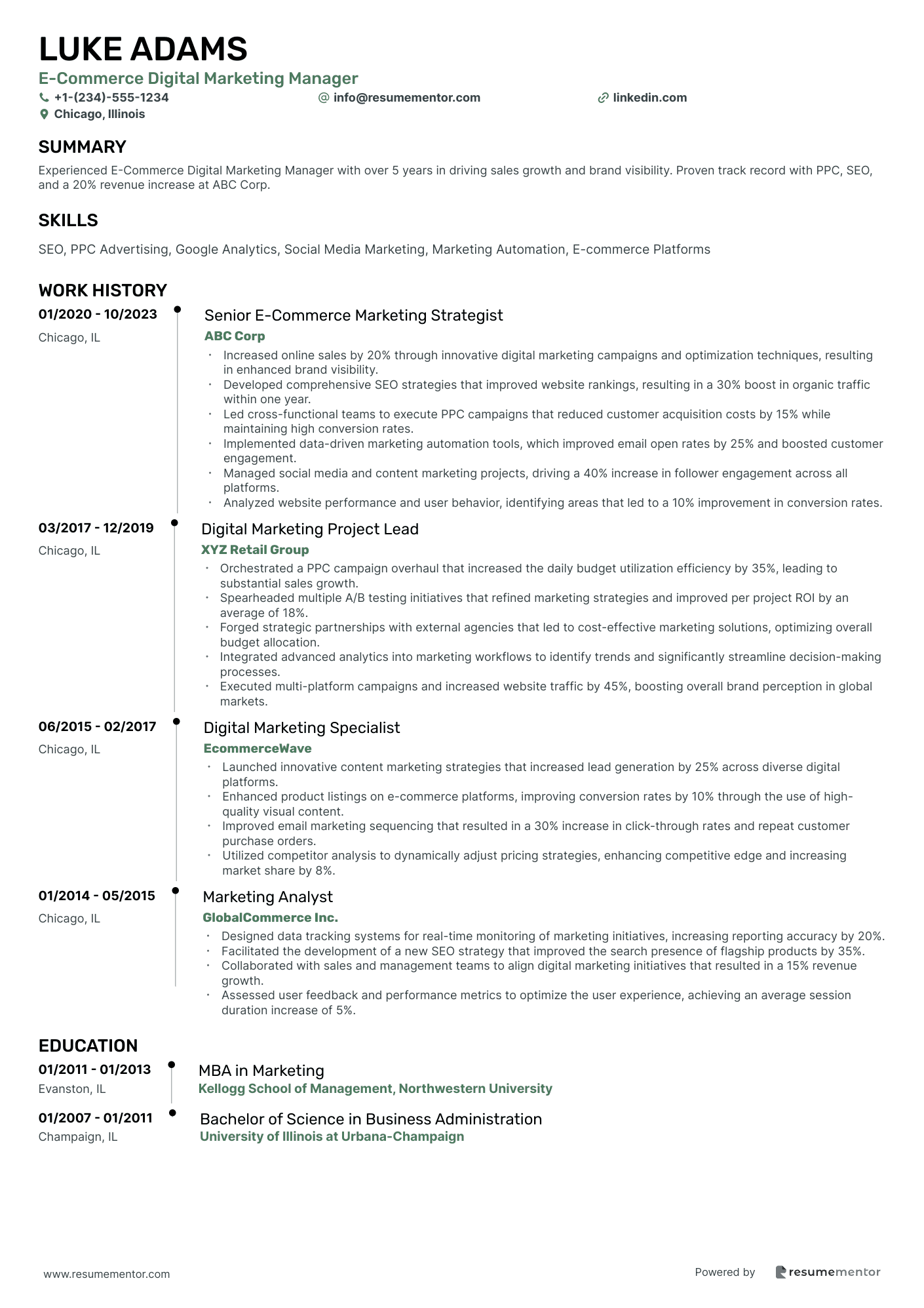 E Commerce Digital Marketing Manager