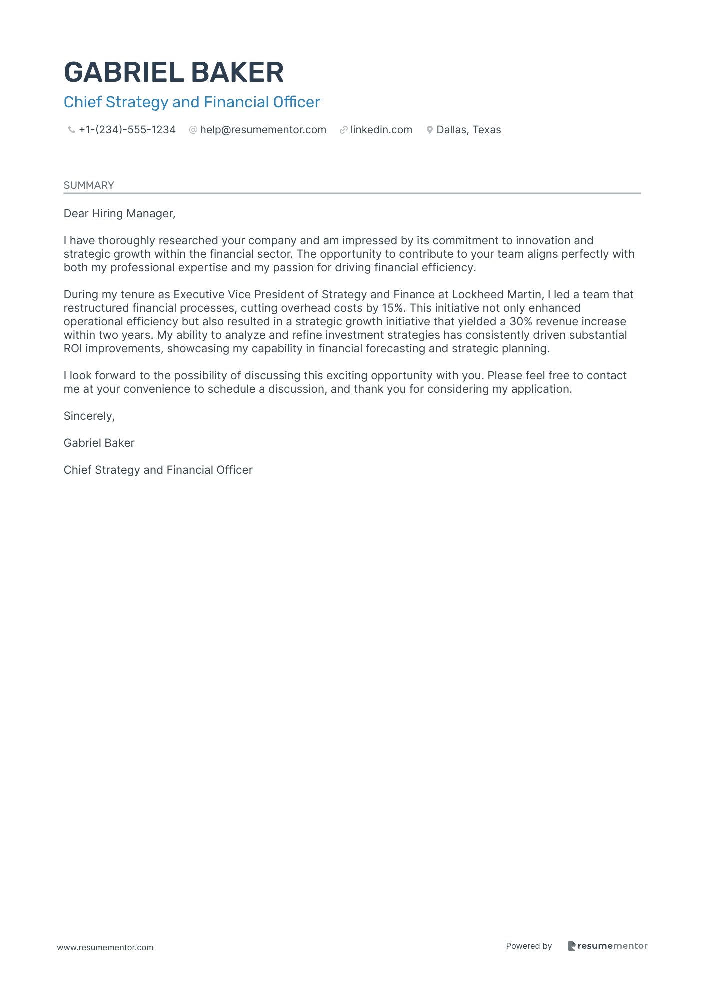 Chief Strategy and Financial Officer