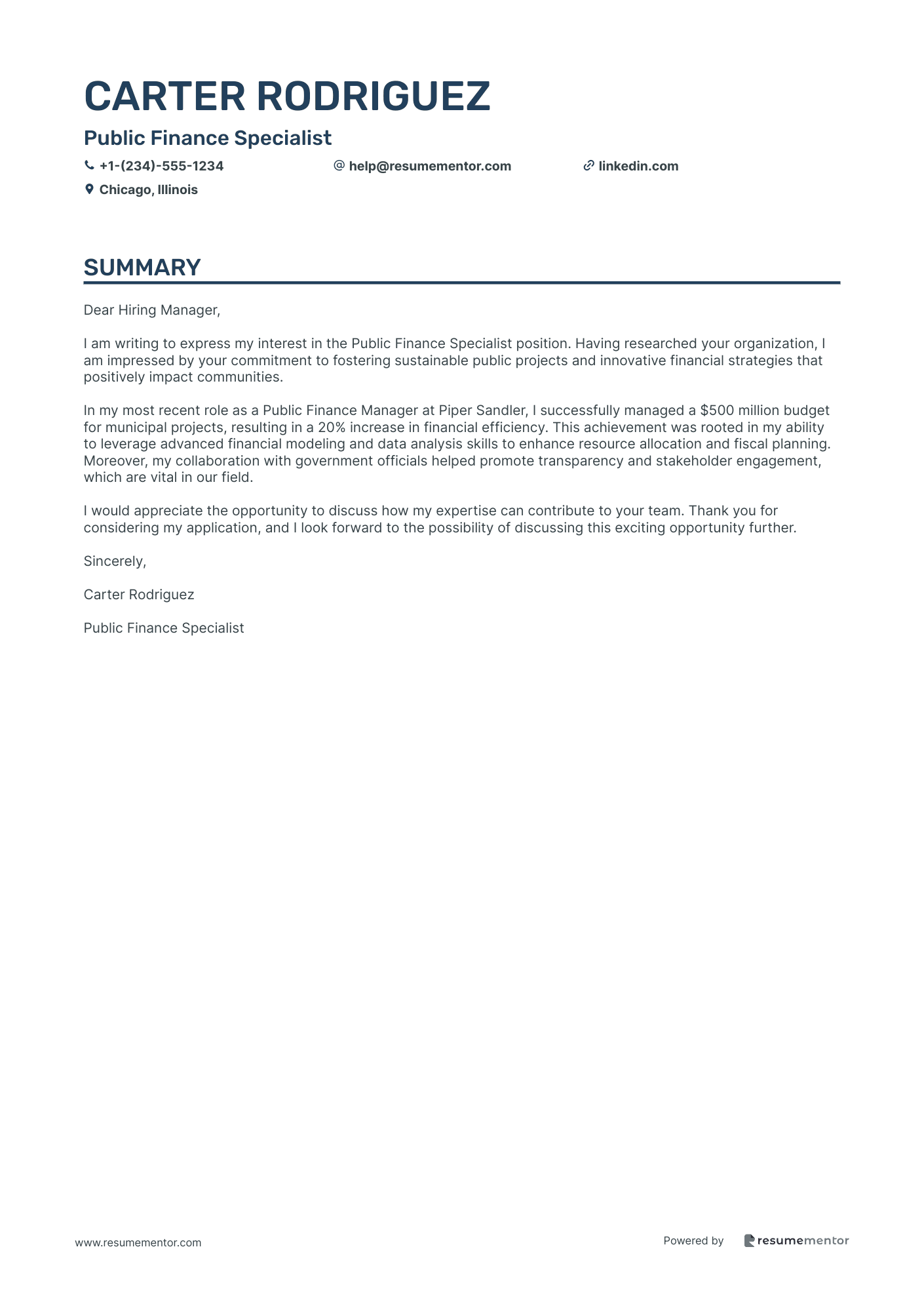 Public Finance Specialist