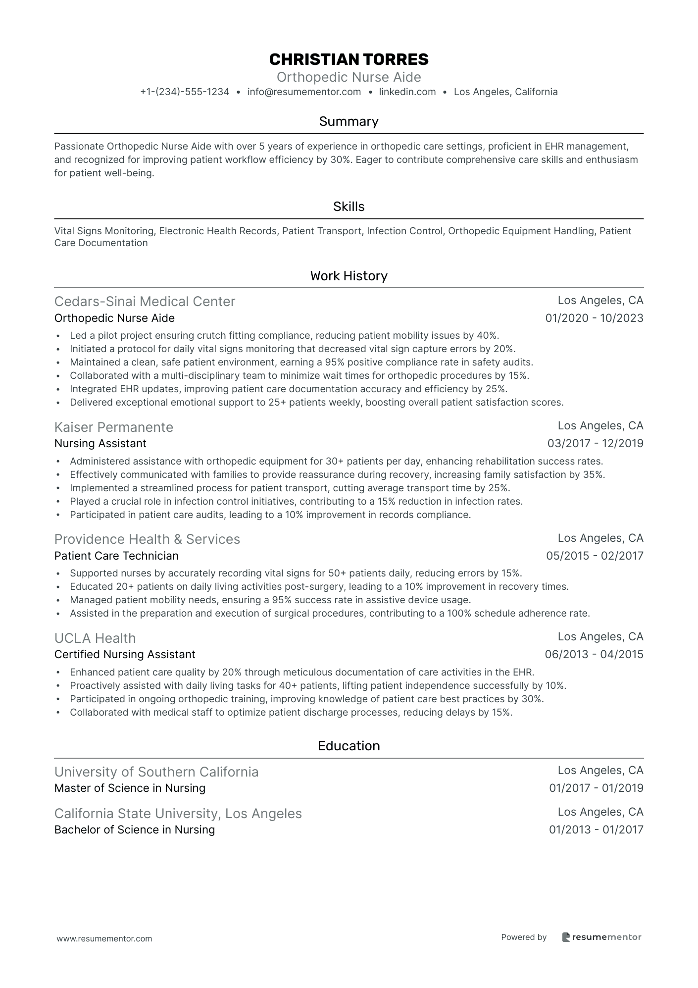 Orthopedic Nurse Aide