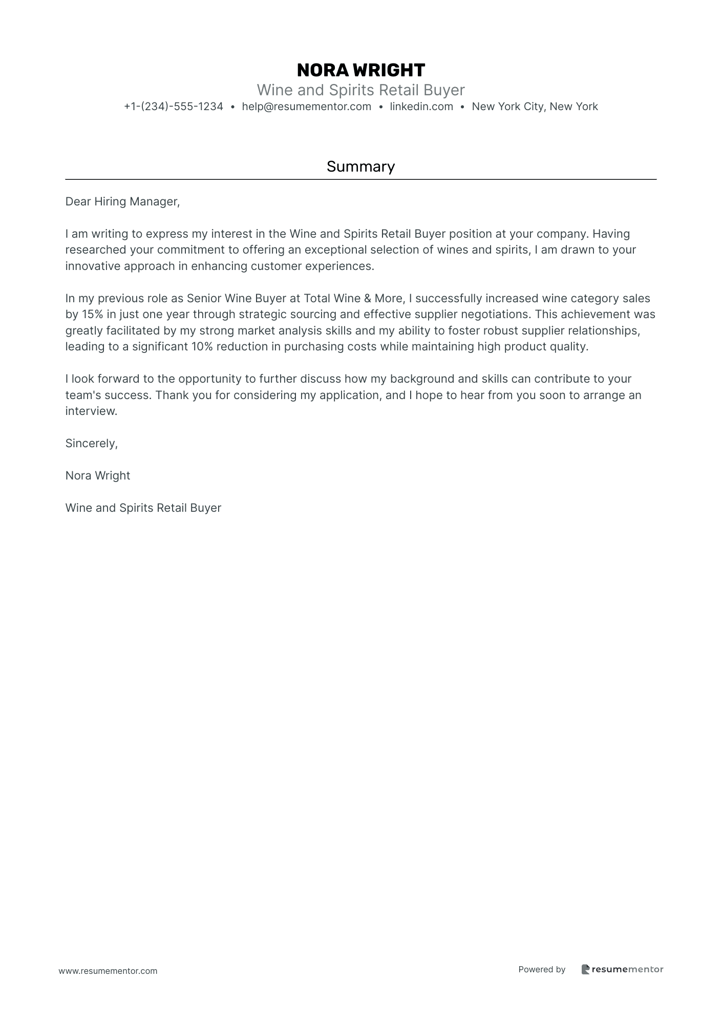 Wine and Spirits Retail Buyer