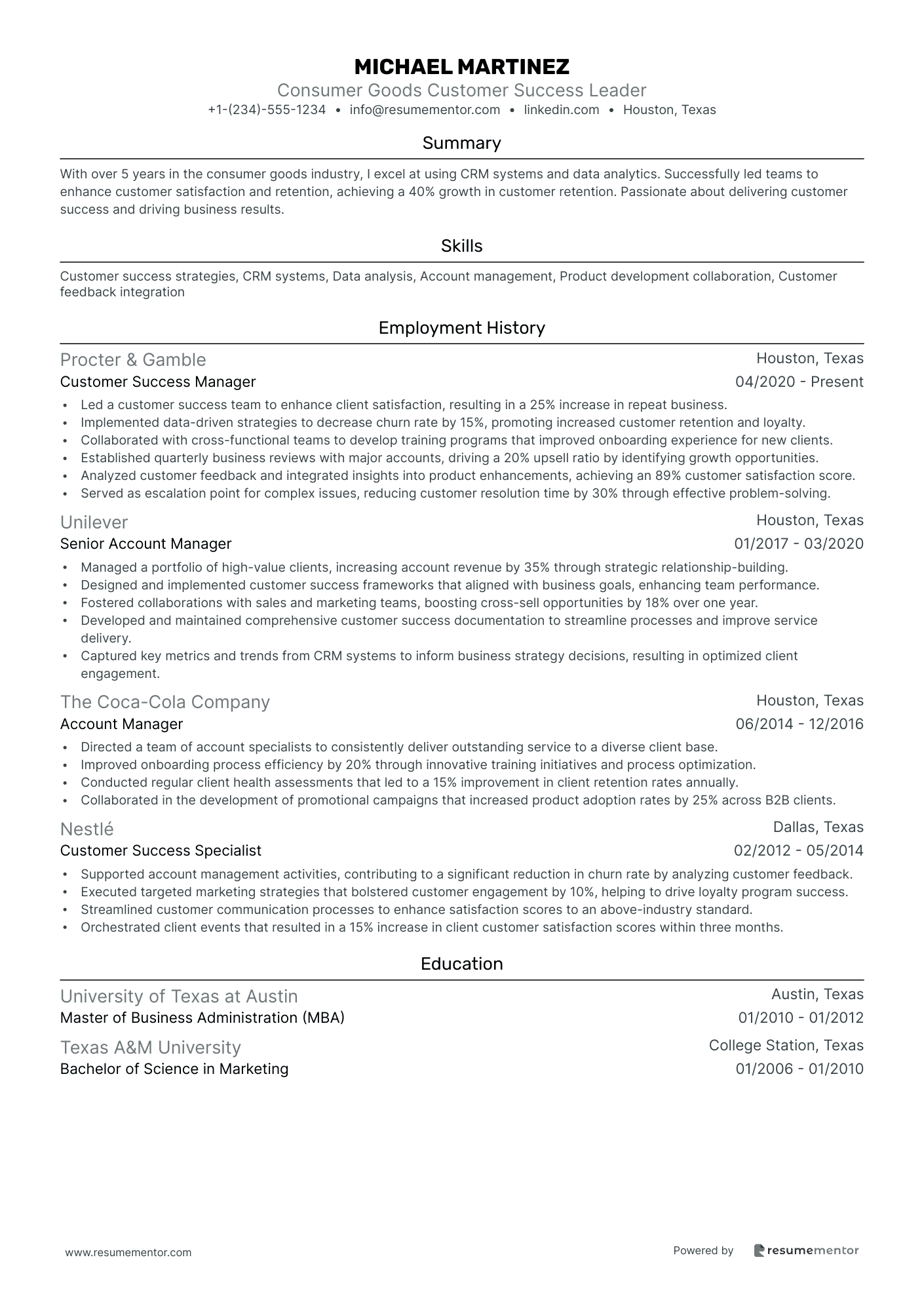 Consumer Goods Customer Success Leader