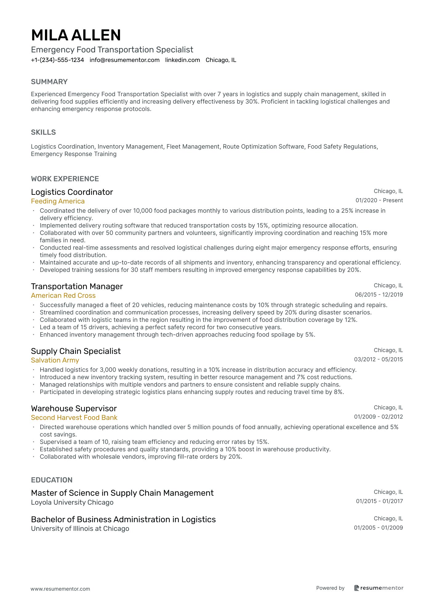 Emergency Food Transportation Specialist