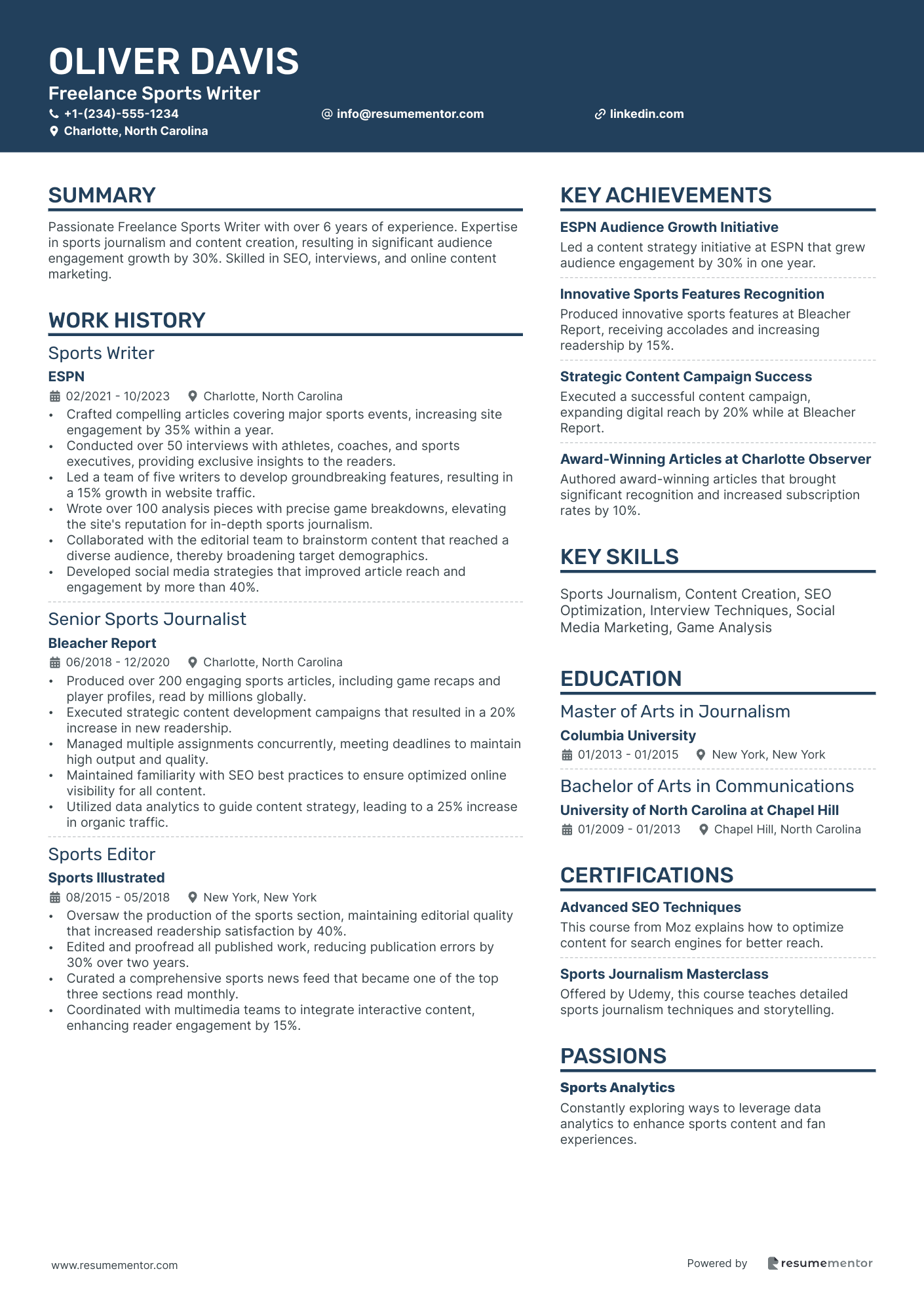 Freelance Sports Writer