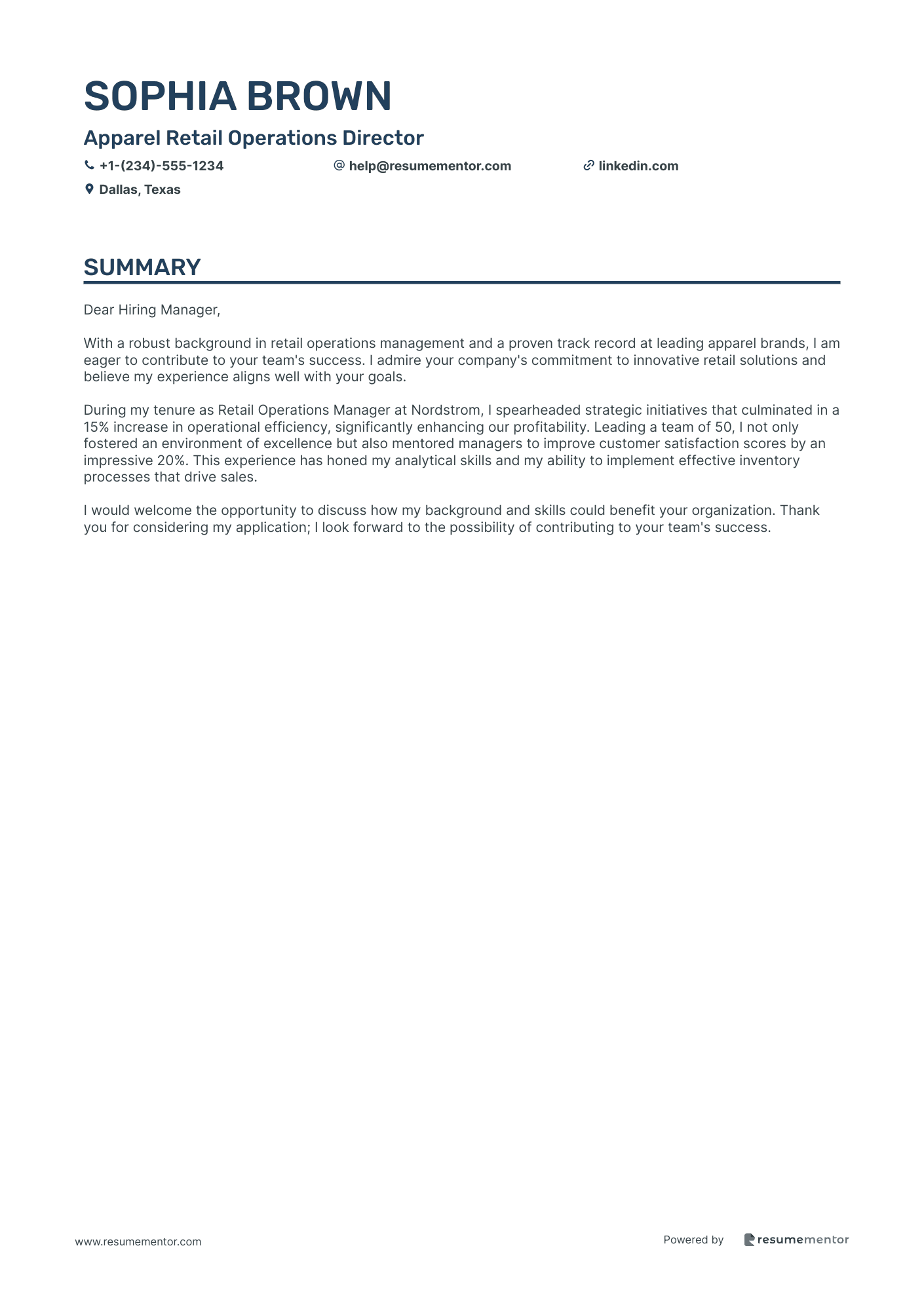 Apparel Retail Operations Director