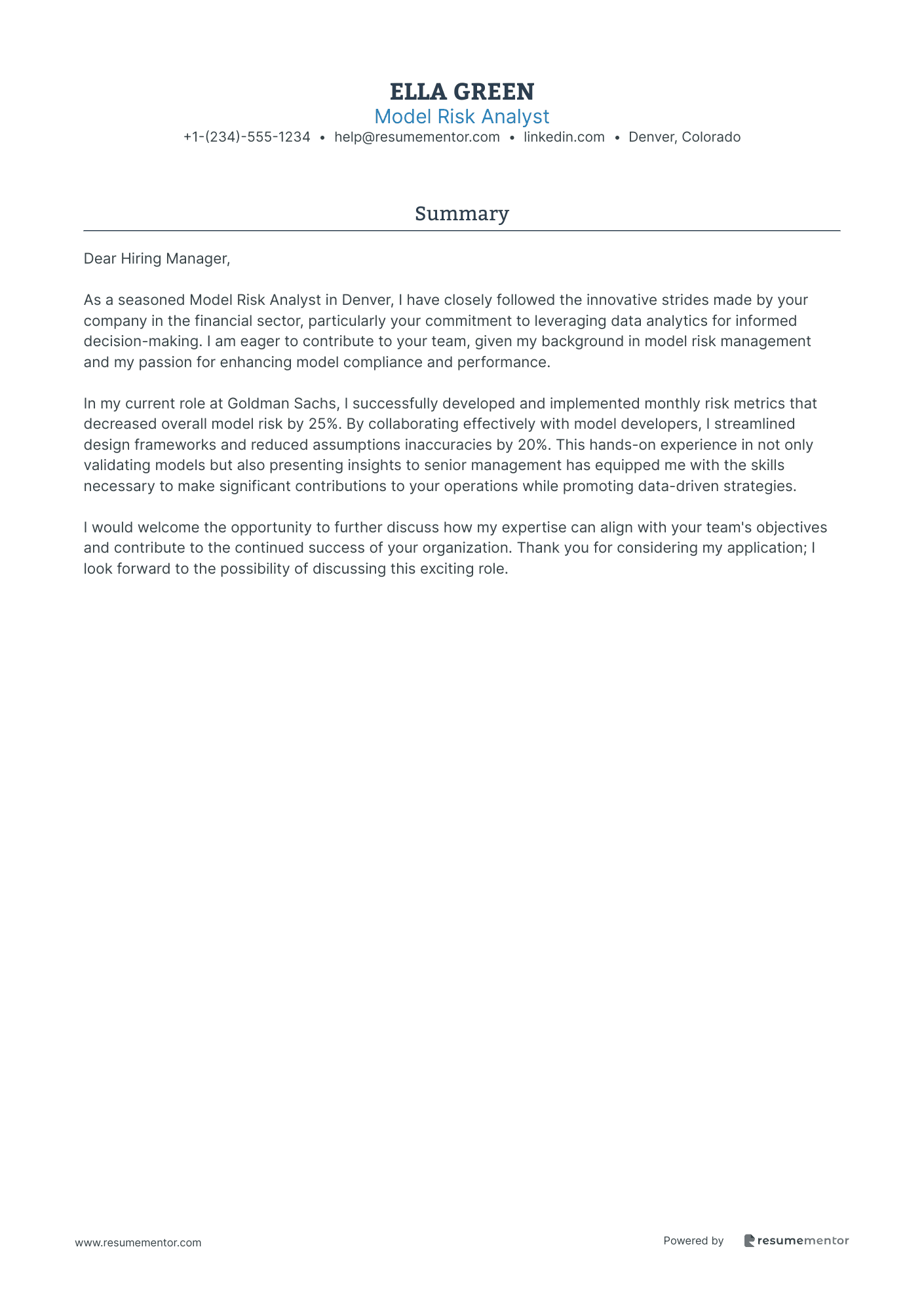 Model Risk Analyst