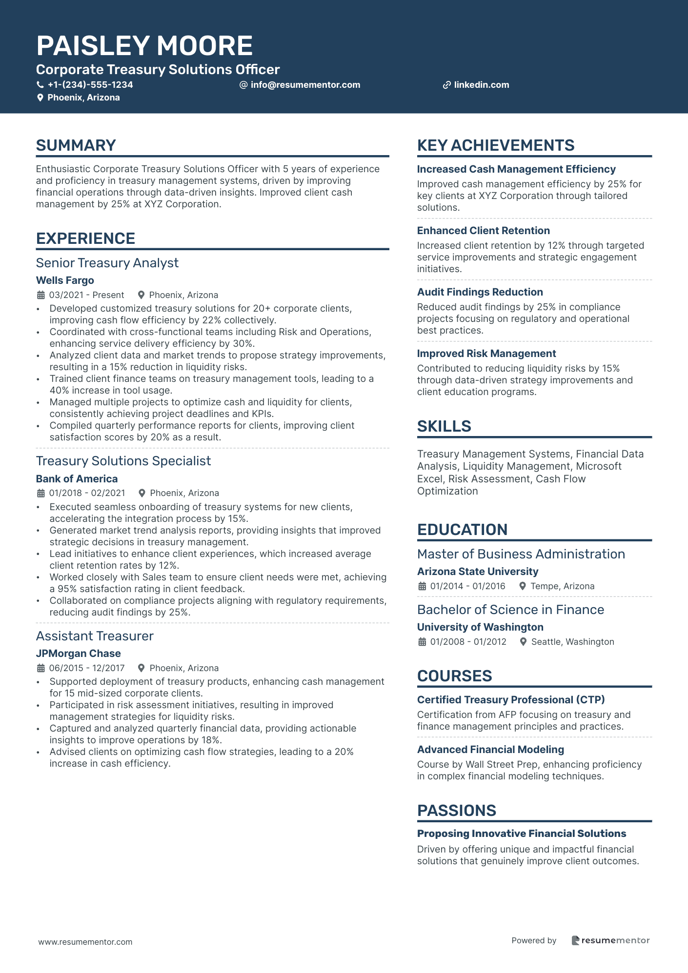 Corporate Treasury Solutions Officer