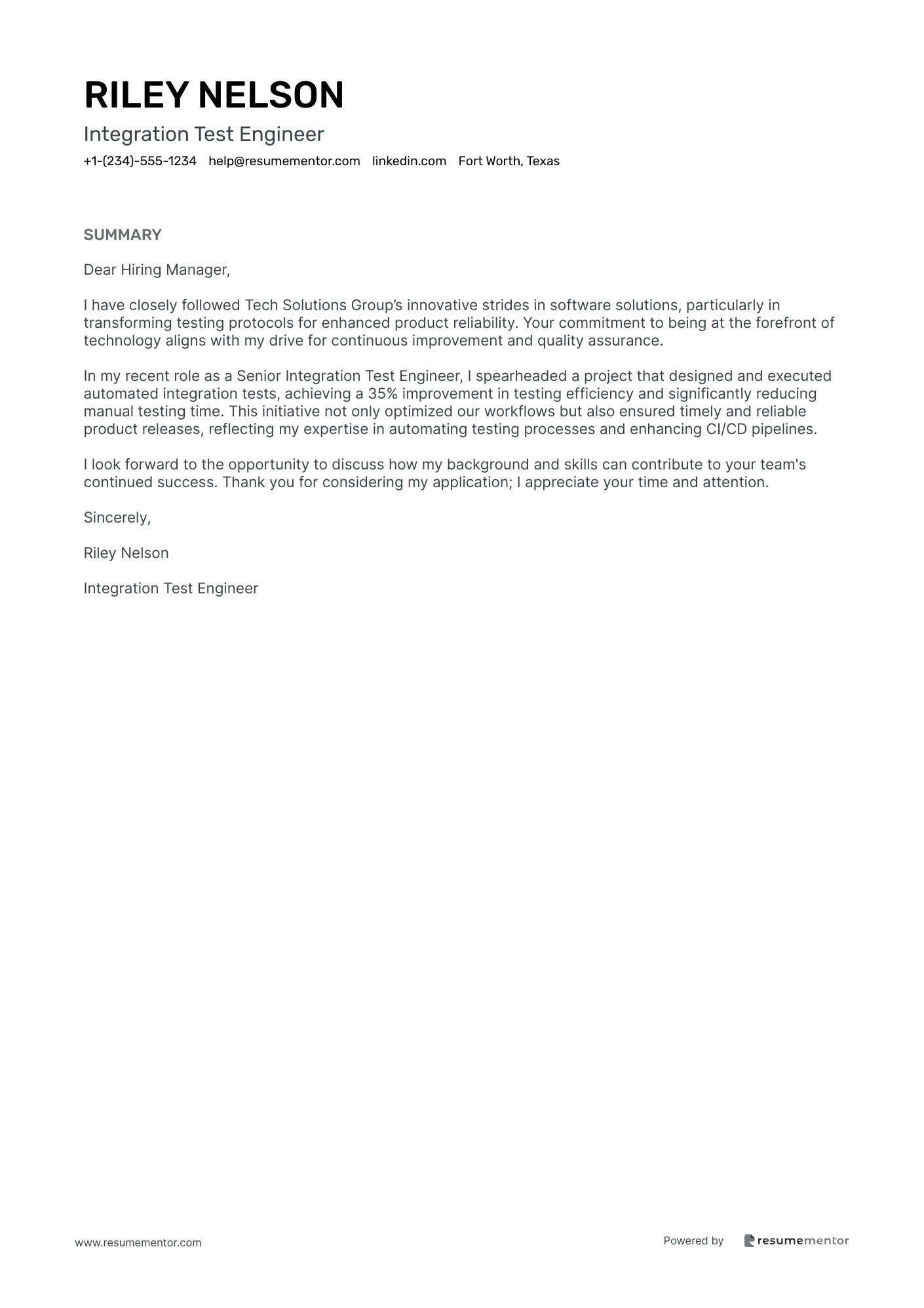 Integration Test Engineer