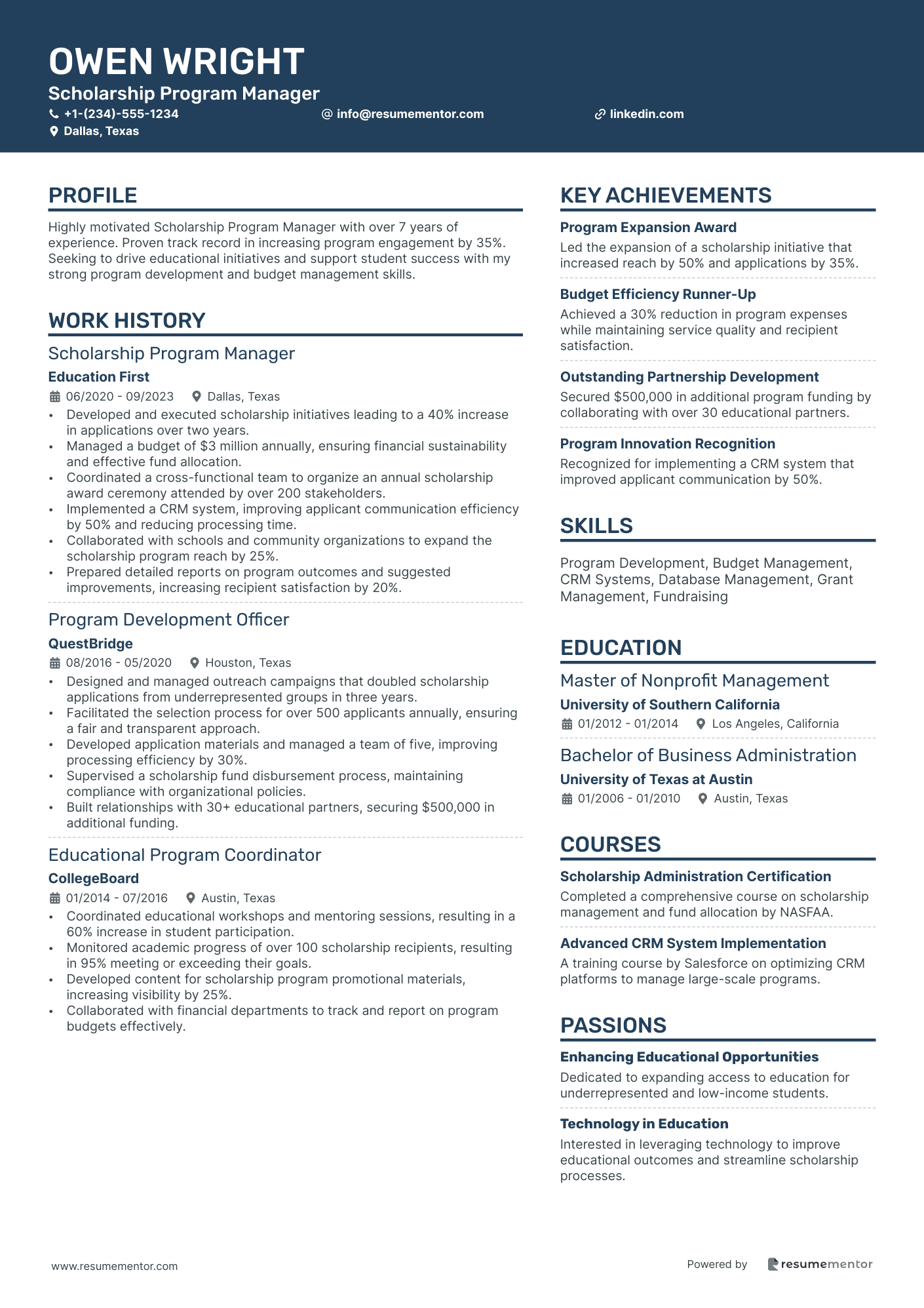 Scholarship Program Manager