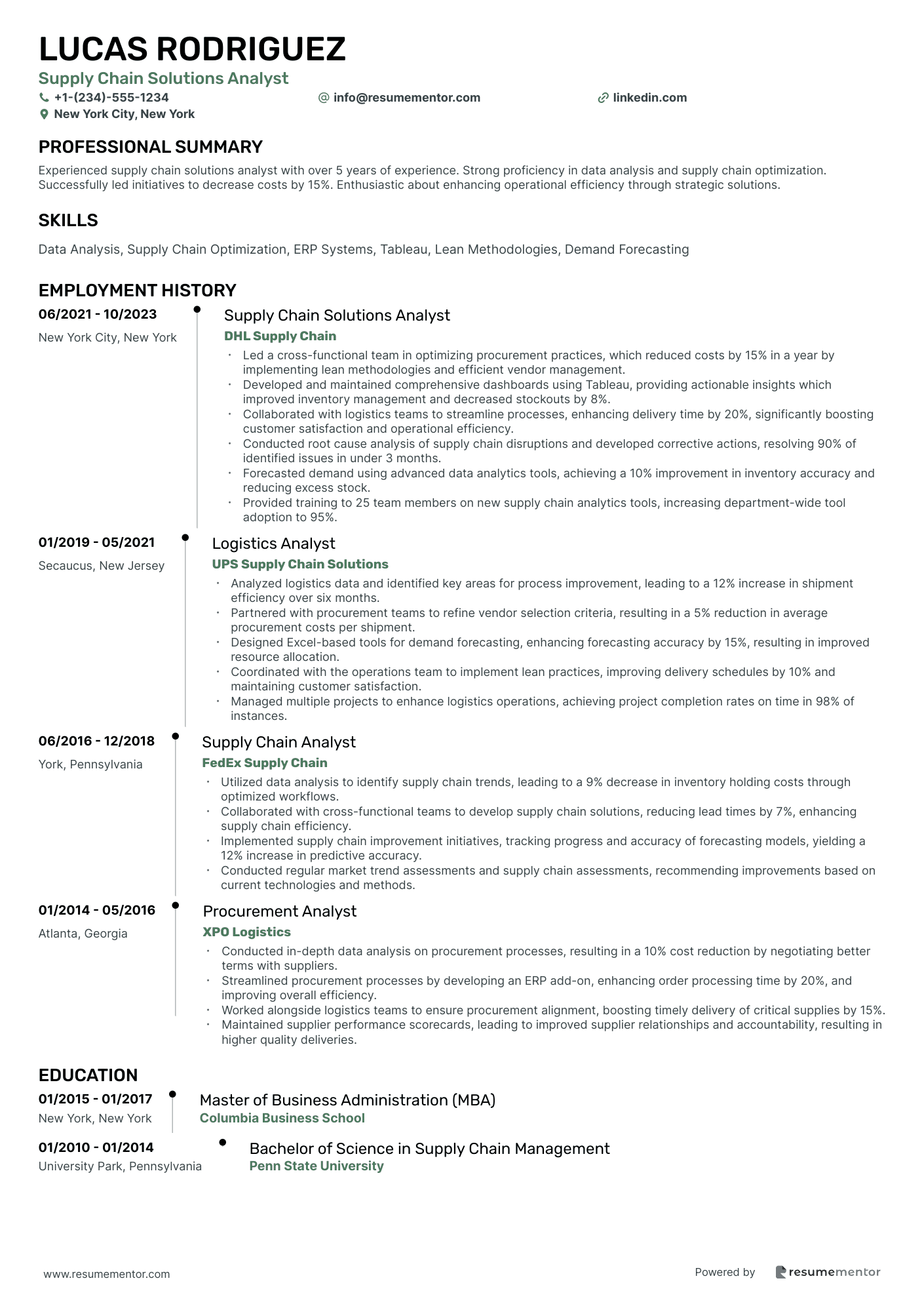 Supply Chain Solutions Analyst