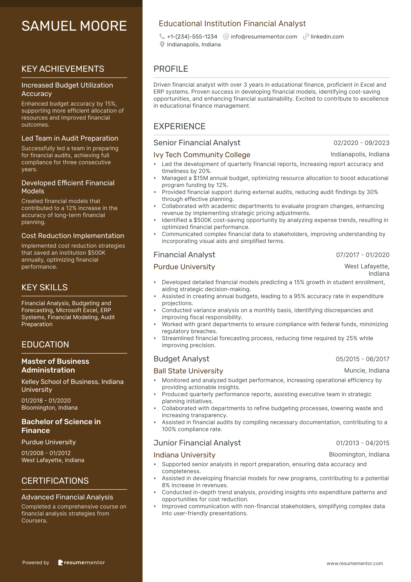 Educational Institution Financial Analyst