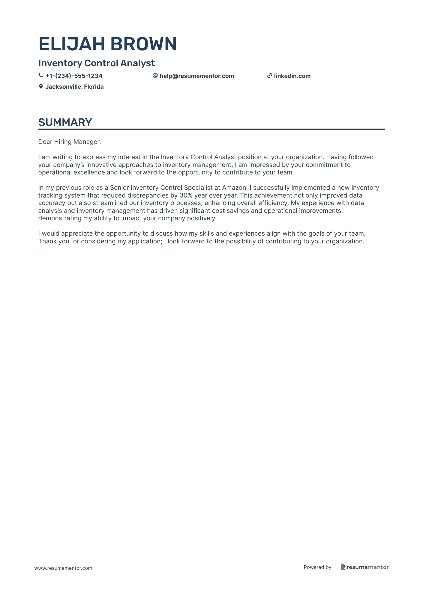 Inventory Control Analyst