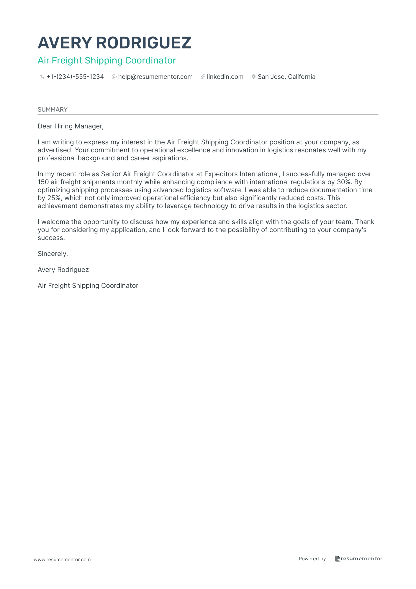 Air Freight Shipping Coordinator