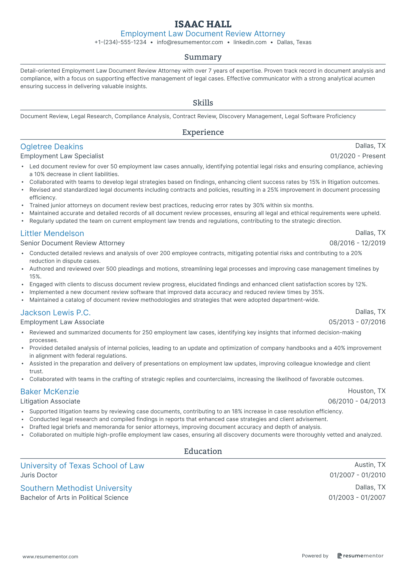 Employment Law Document Review Attorney