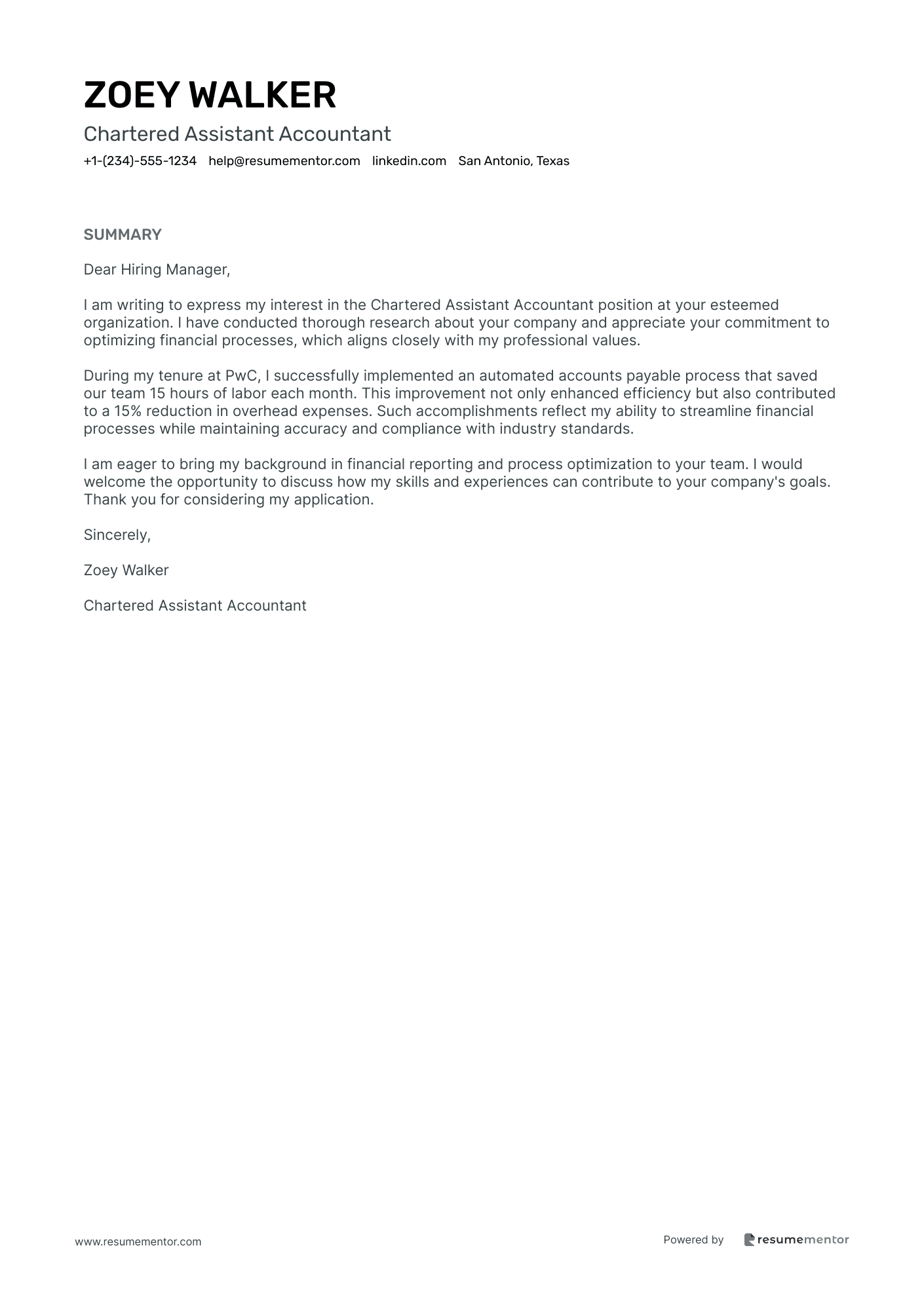 Chartered Assistant Accountant