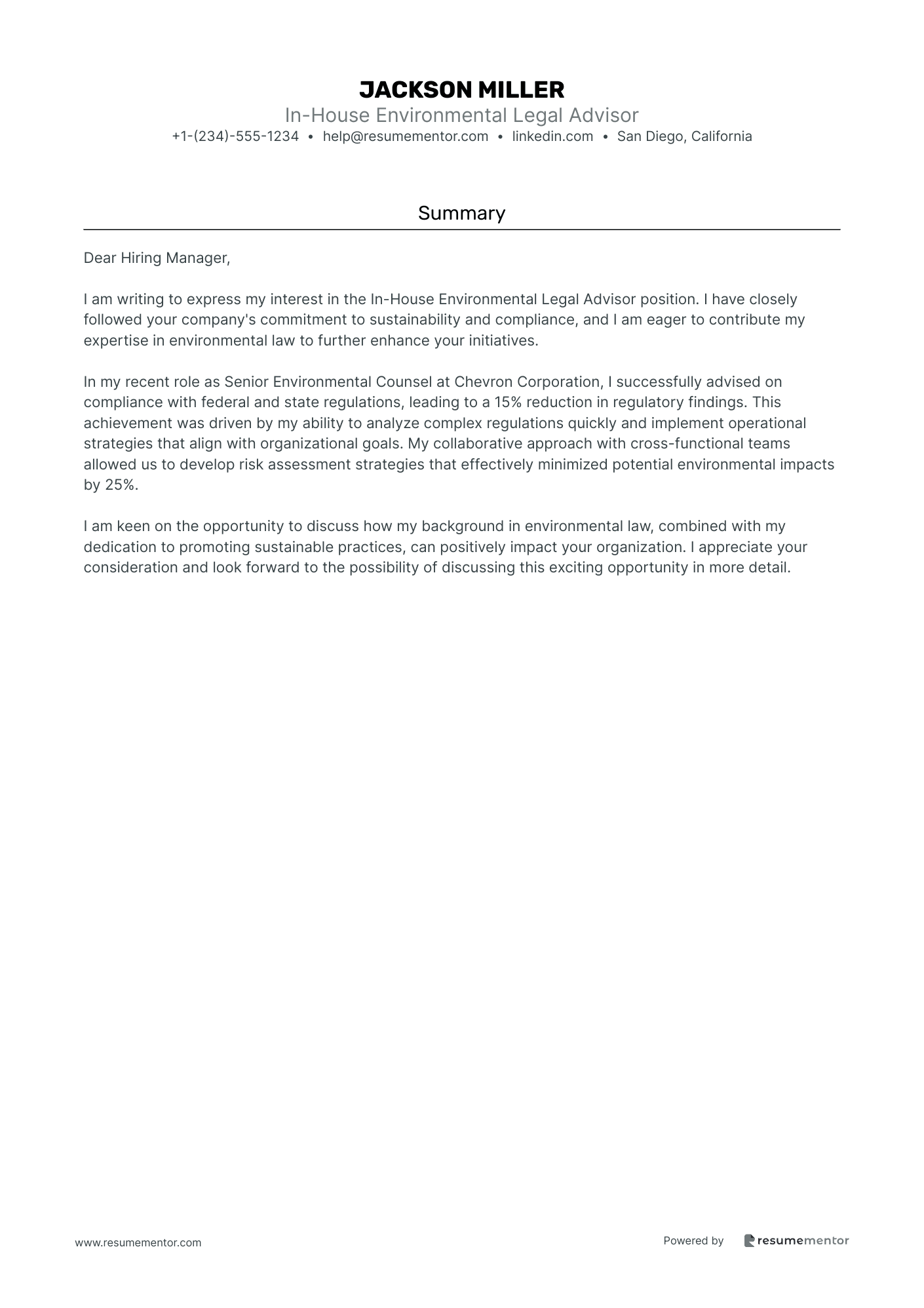 In House Environmental Legal Advisor