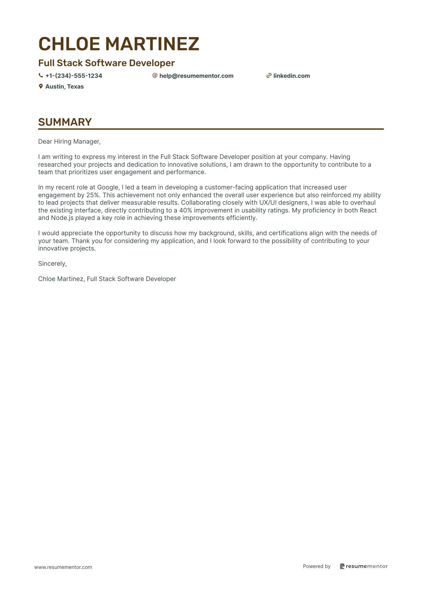 Full Stack Software Developer