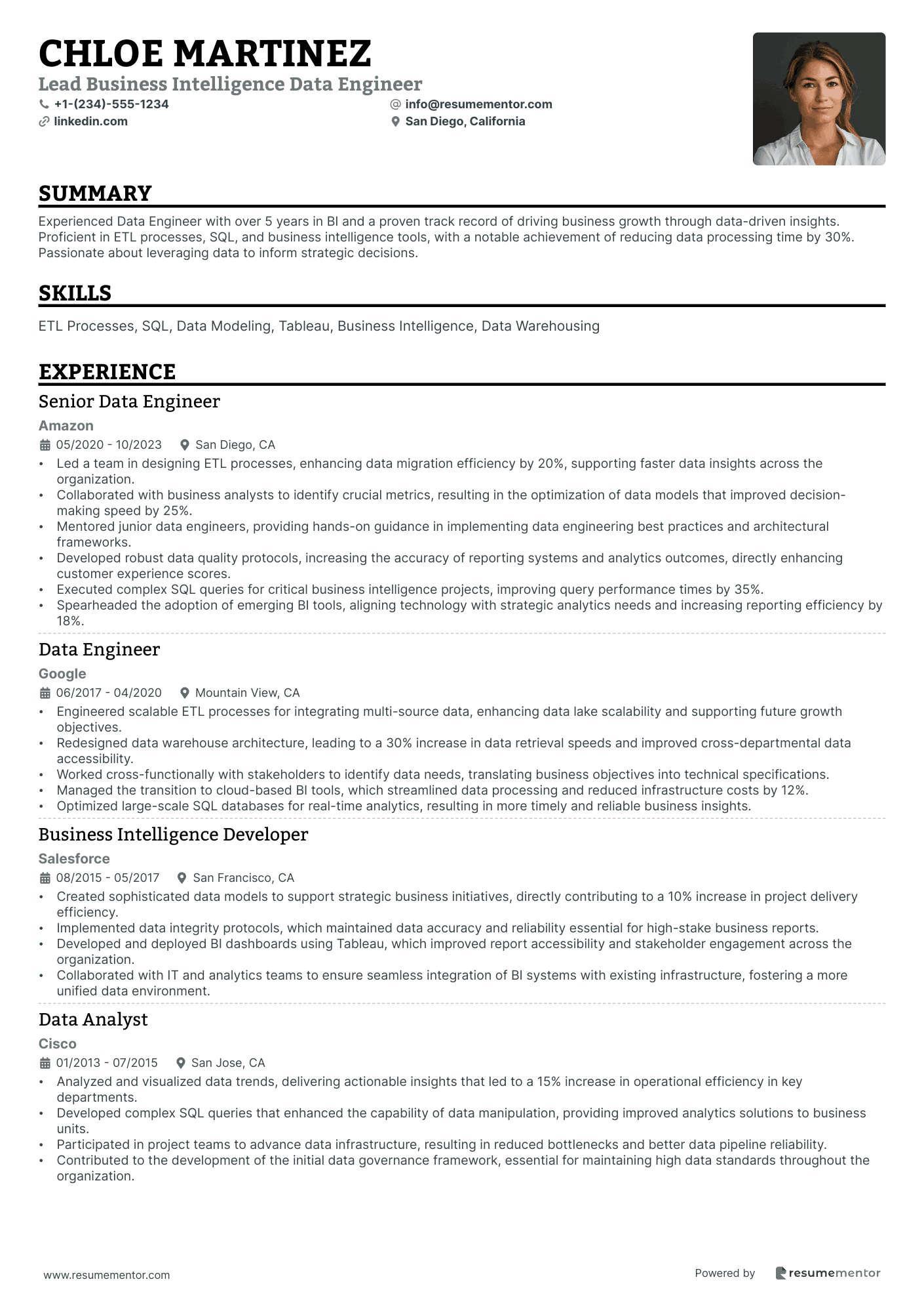 Lead Business Intelligence Data Engineer