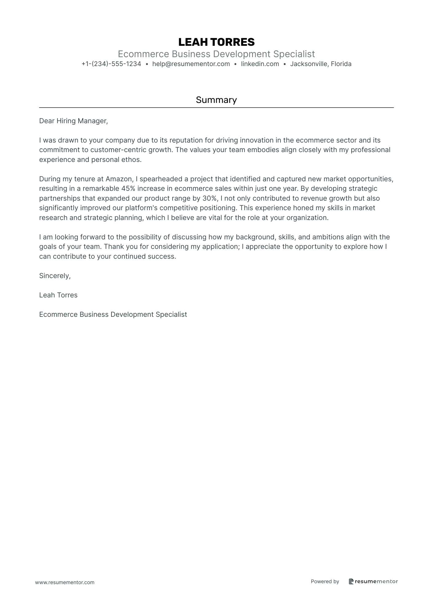 Ecommerce Business Development Specialist