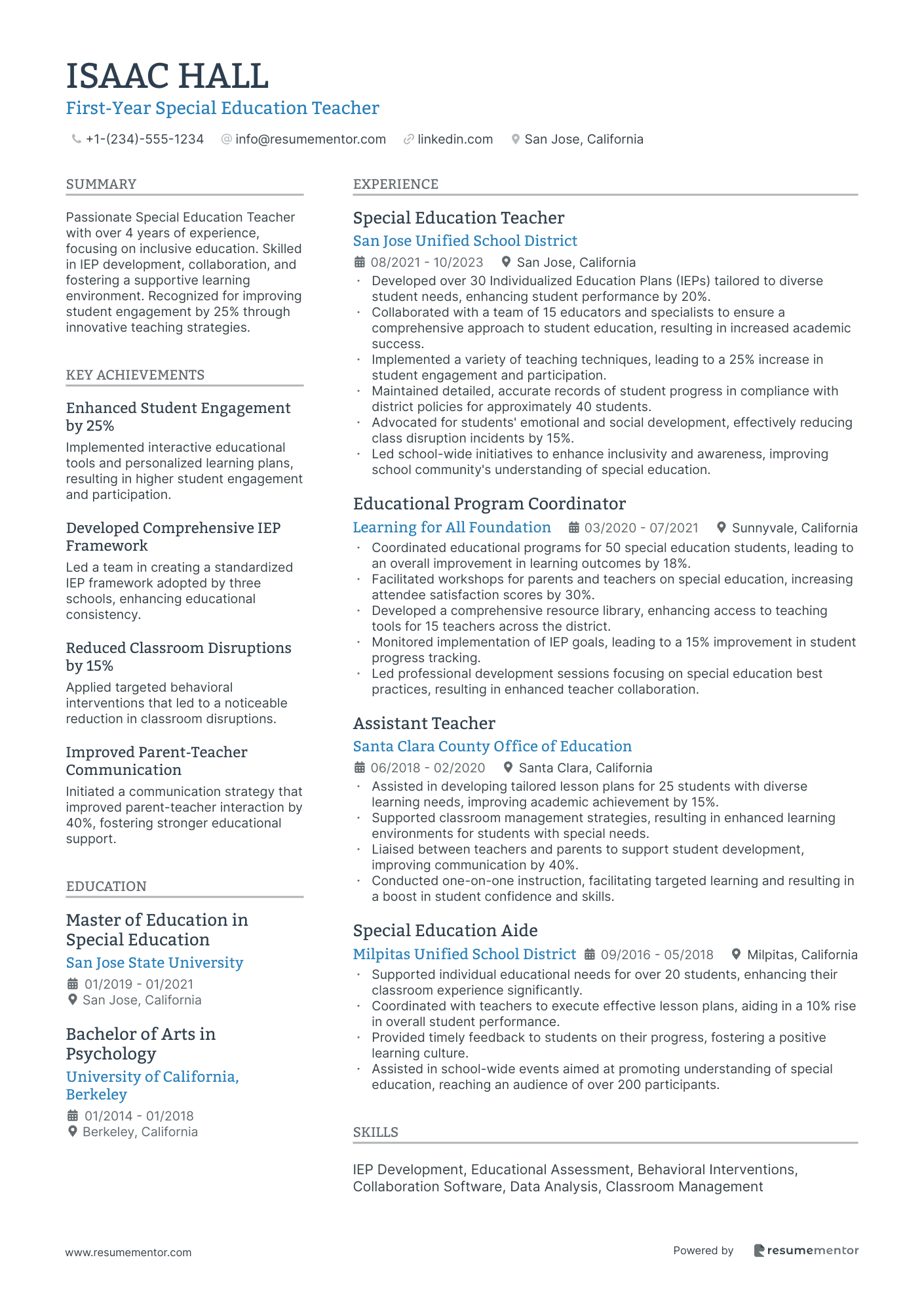 First Year Special Education Teacher