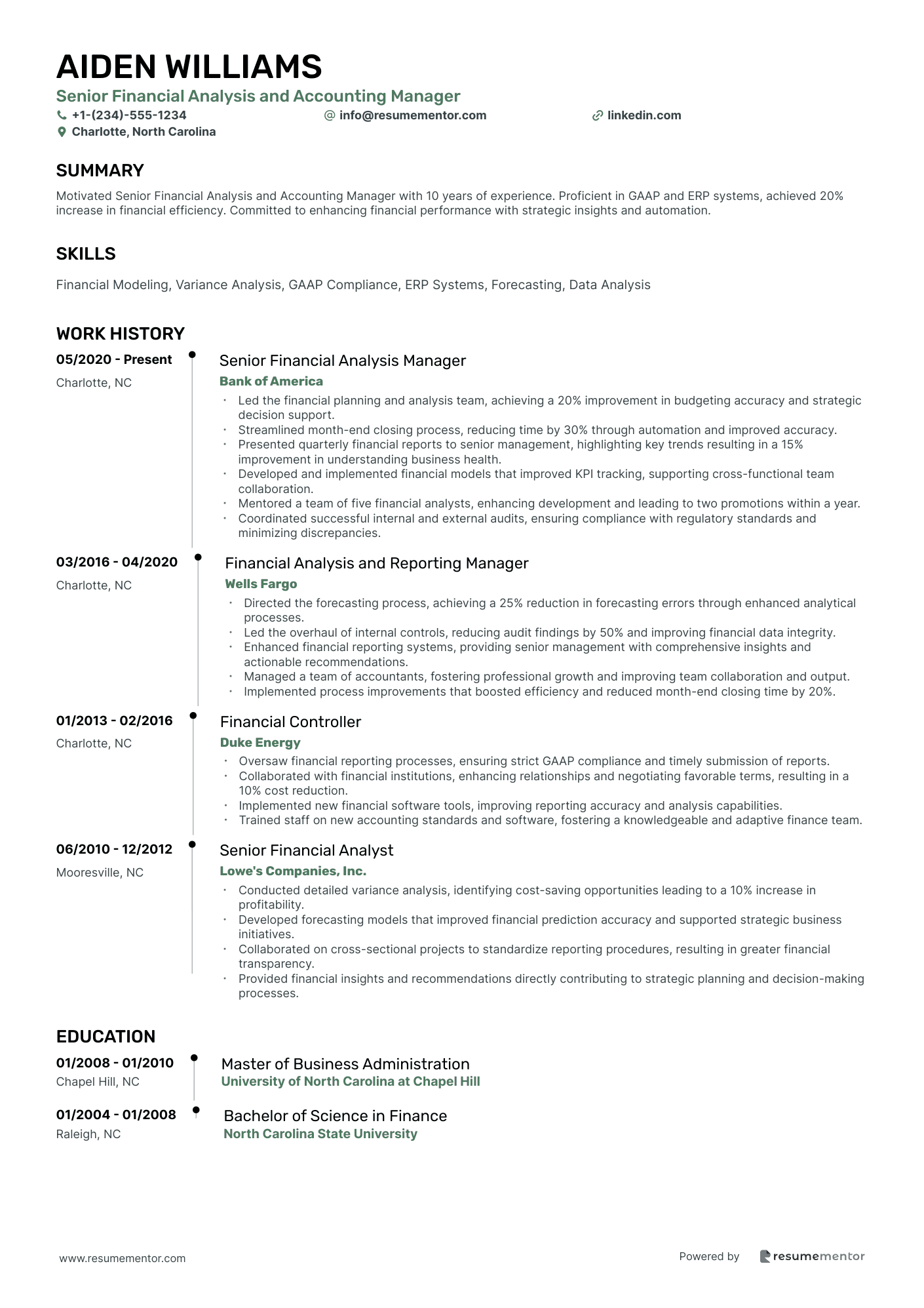 Senior Financial Analysis and Accounting Manager