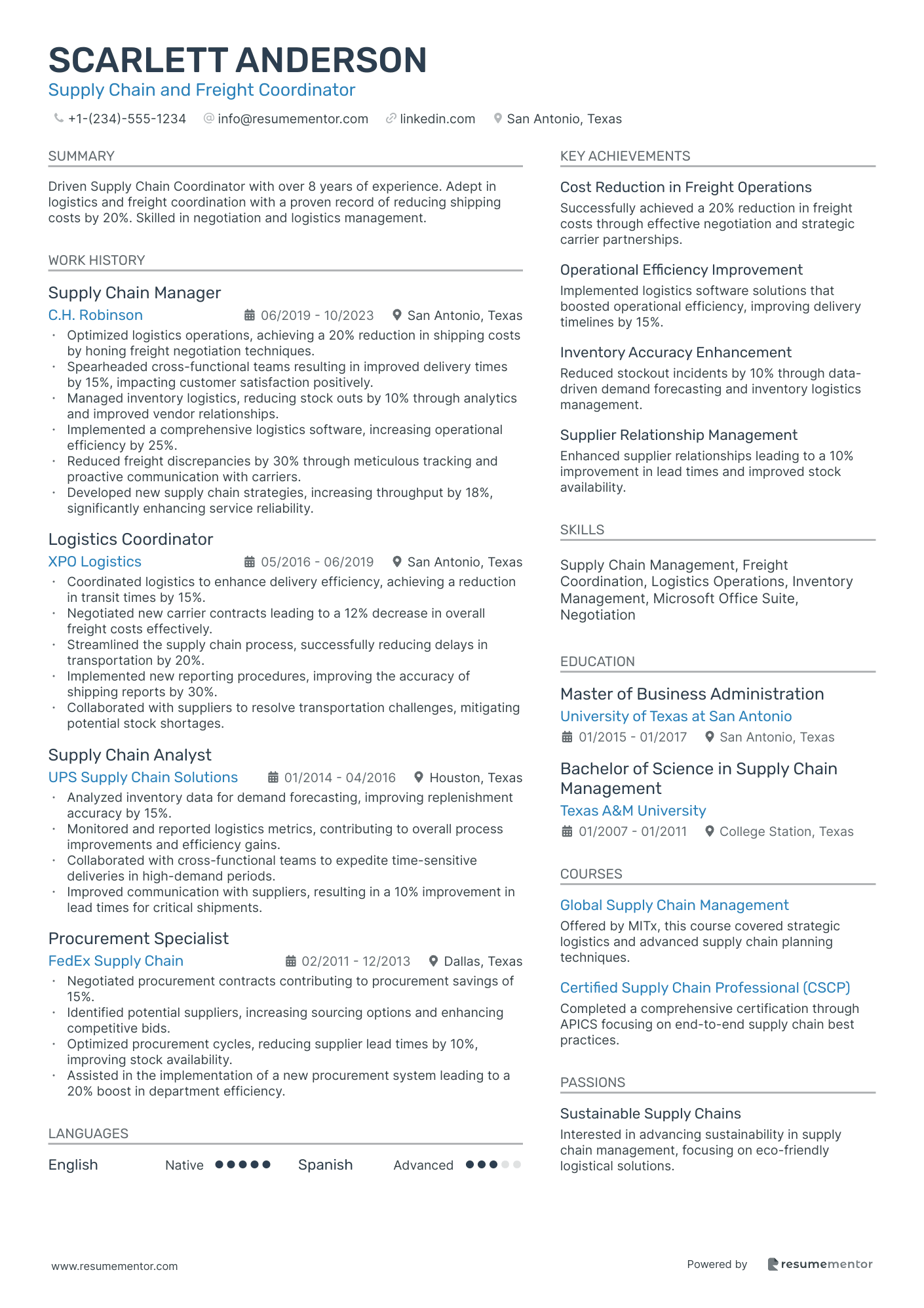 Supply Chain and Freight Coordinator