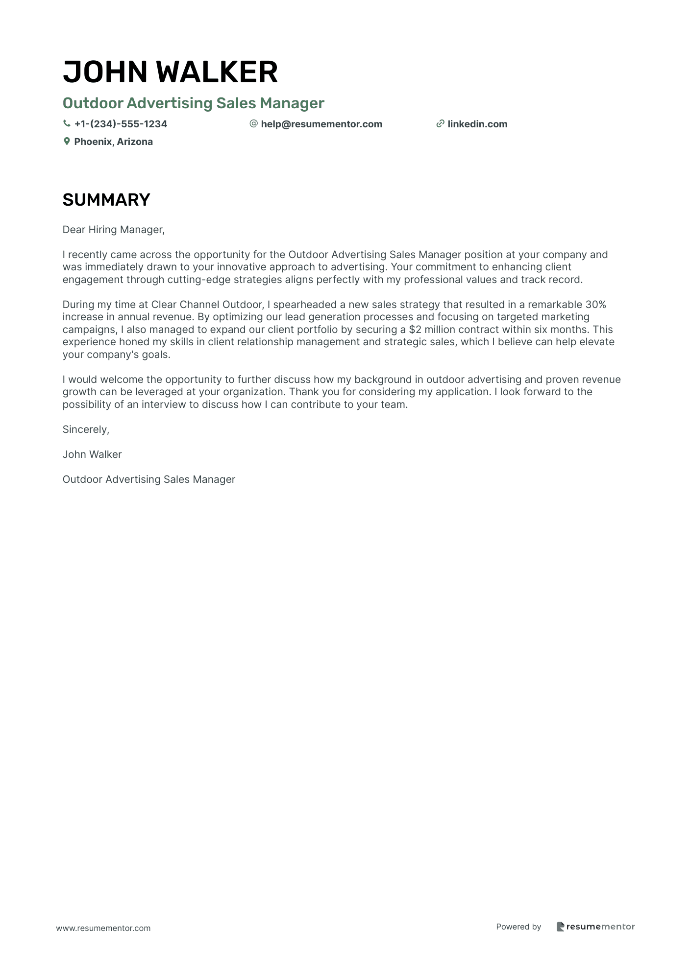 Outdoor Advertising Sales Manager