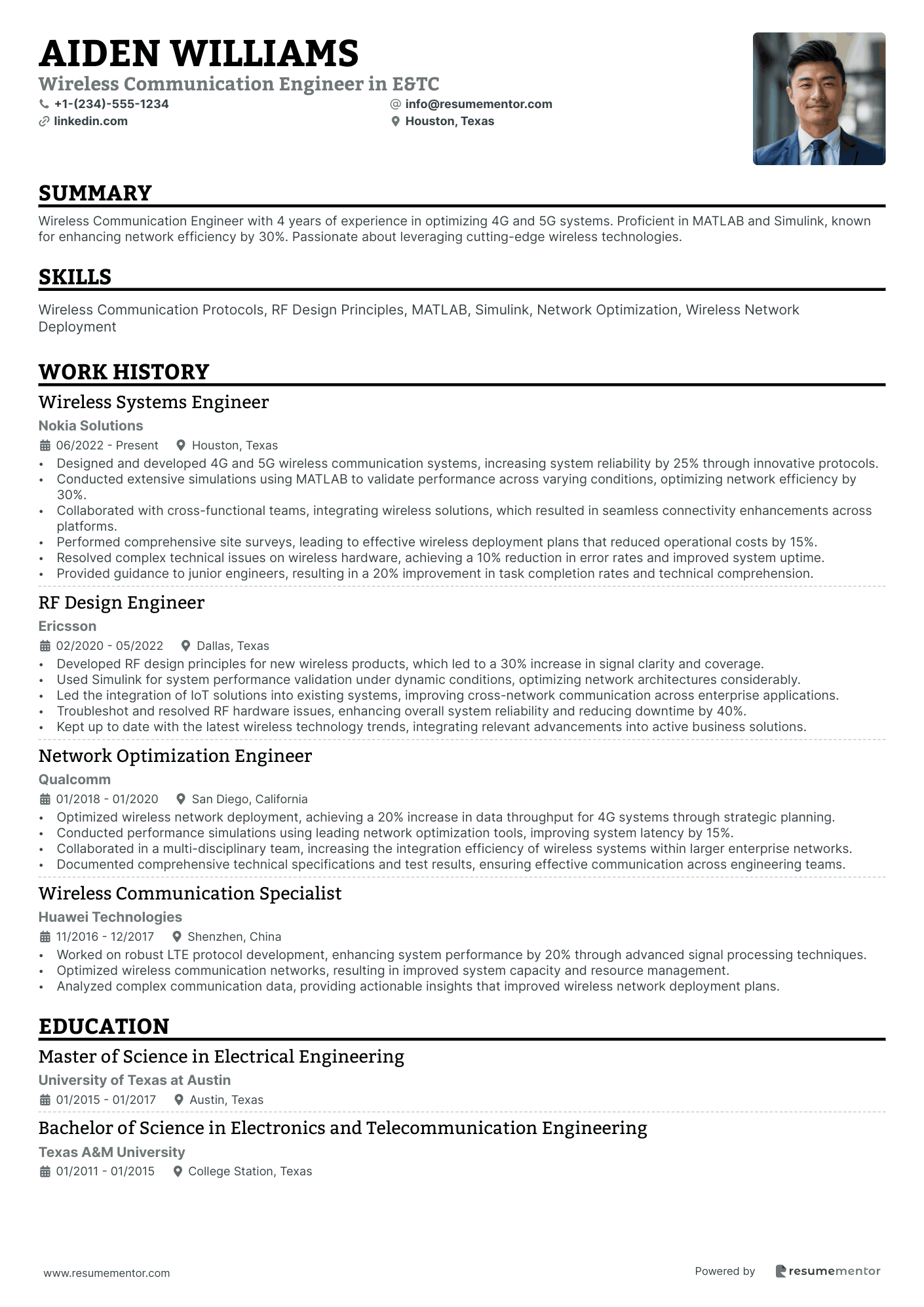 Wireless Communication Engineer in E&TC