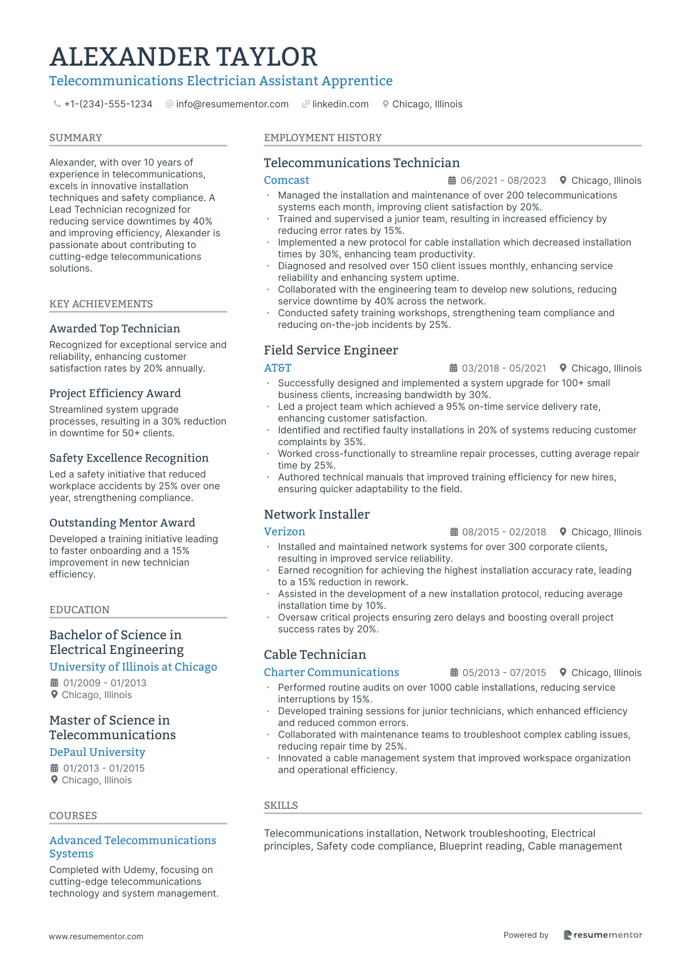 Telecommunications Electrician Assistant Apprentice