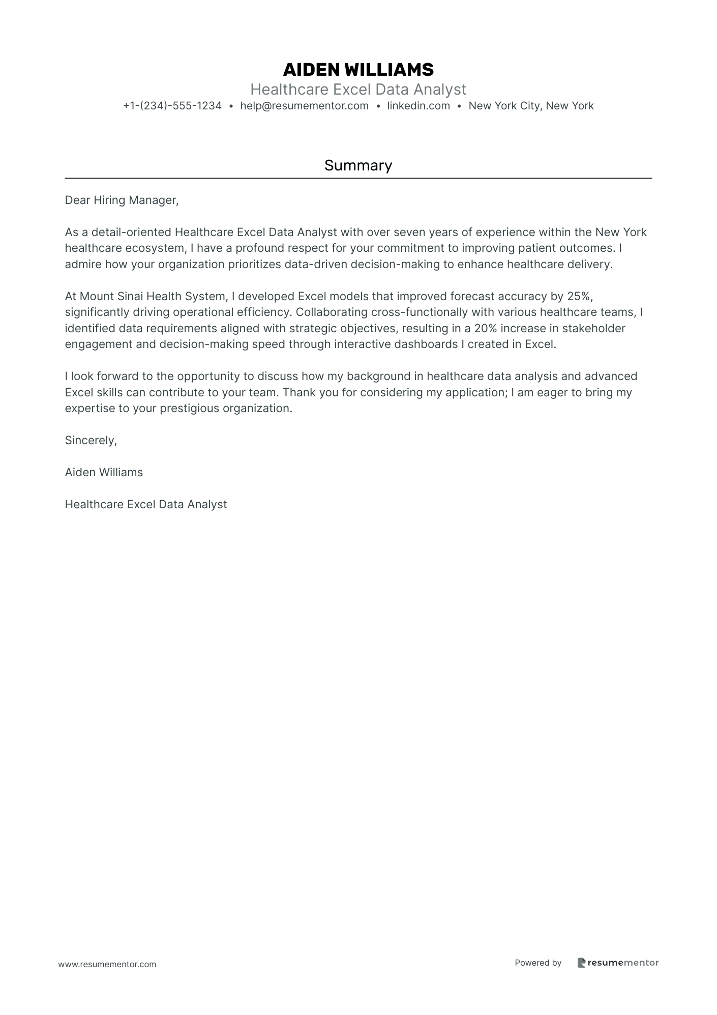 Healthcare Excel Data Analyst