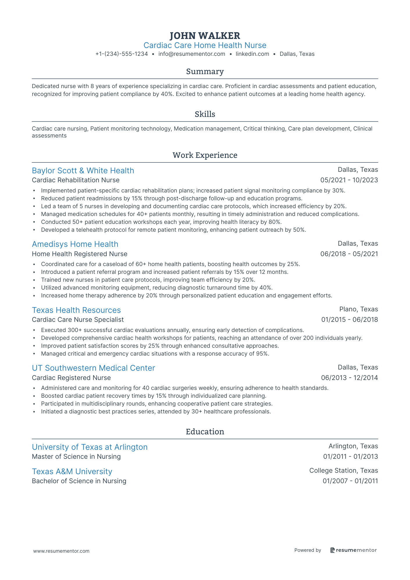 Cardiac Care Home Health Nurse