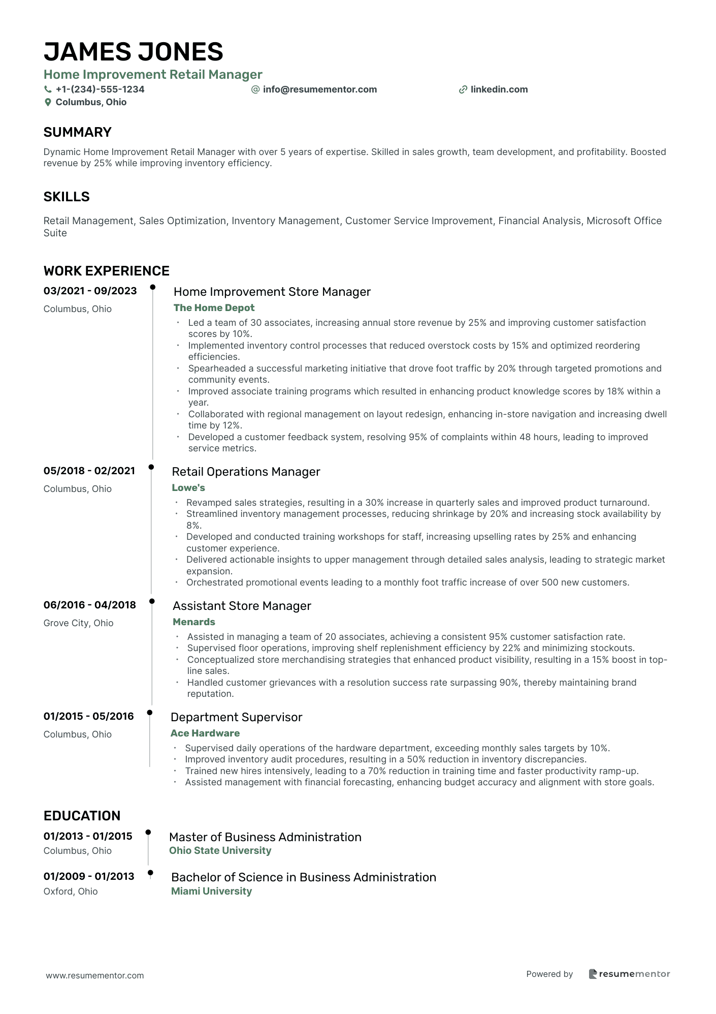 Home Improvement Retail Manager