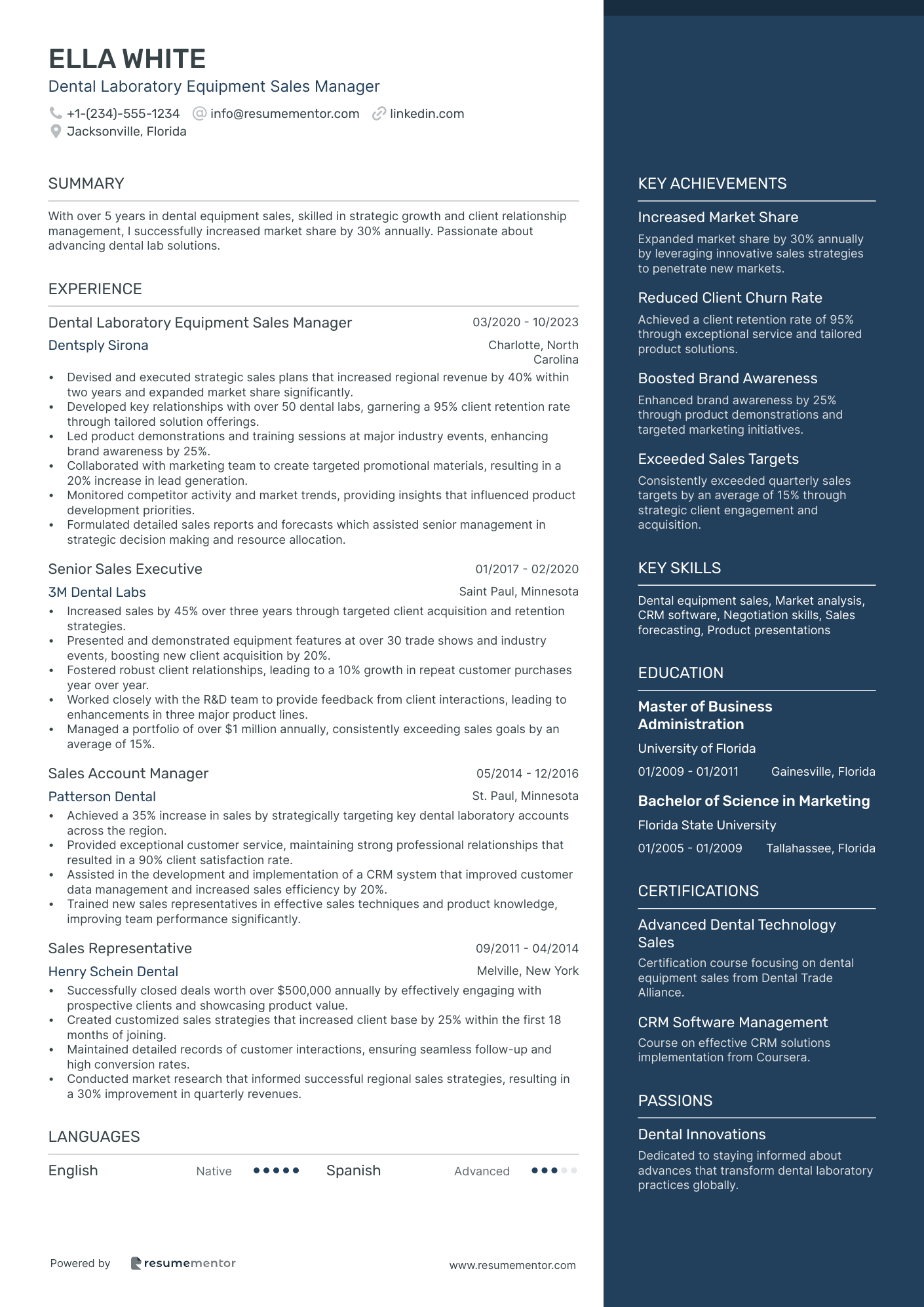 Dental Laboratory Equipment Sales Manager