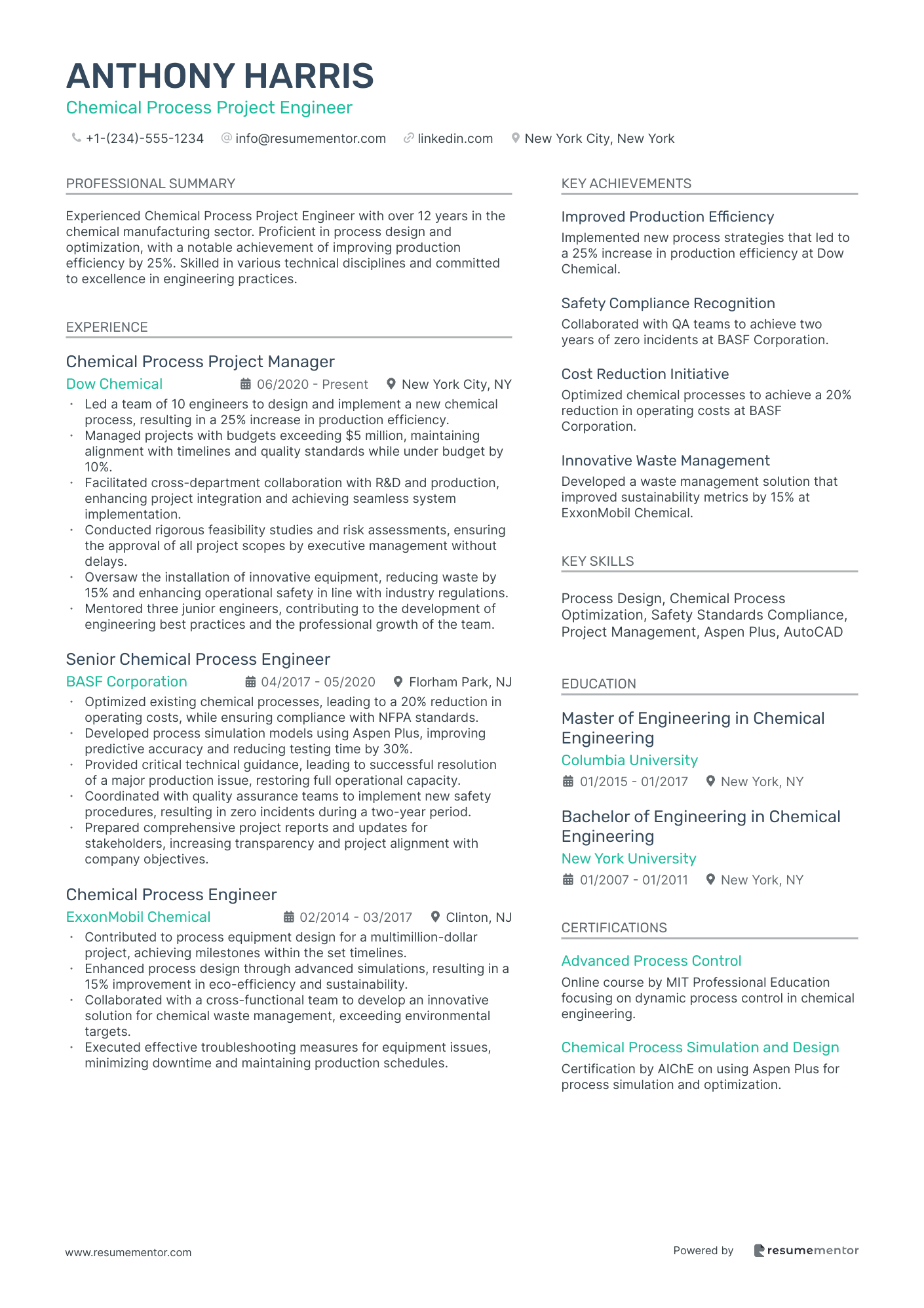 Chemical Process Project Engineer