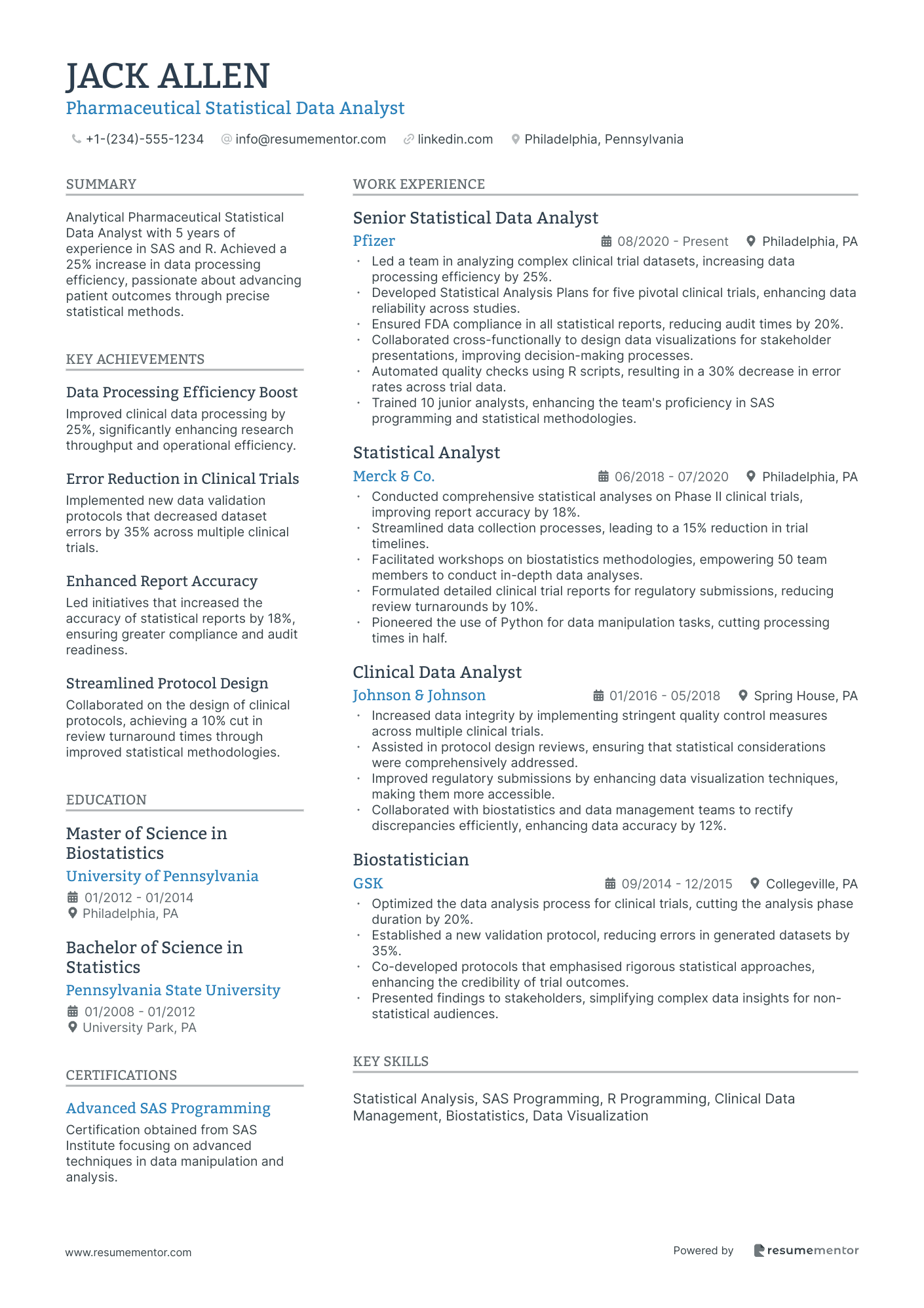 Pharmaceutical Statistical Data Analyst