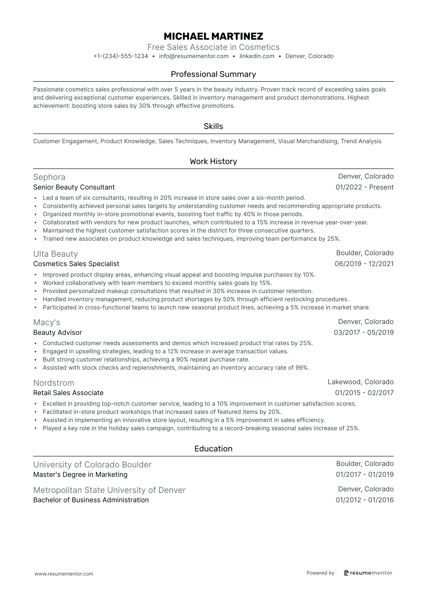 Free Sales Associate in Cosmetics