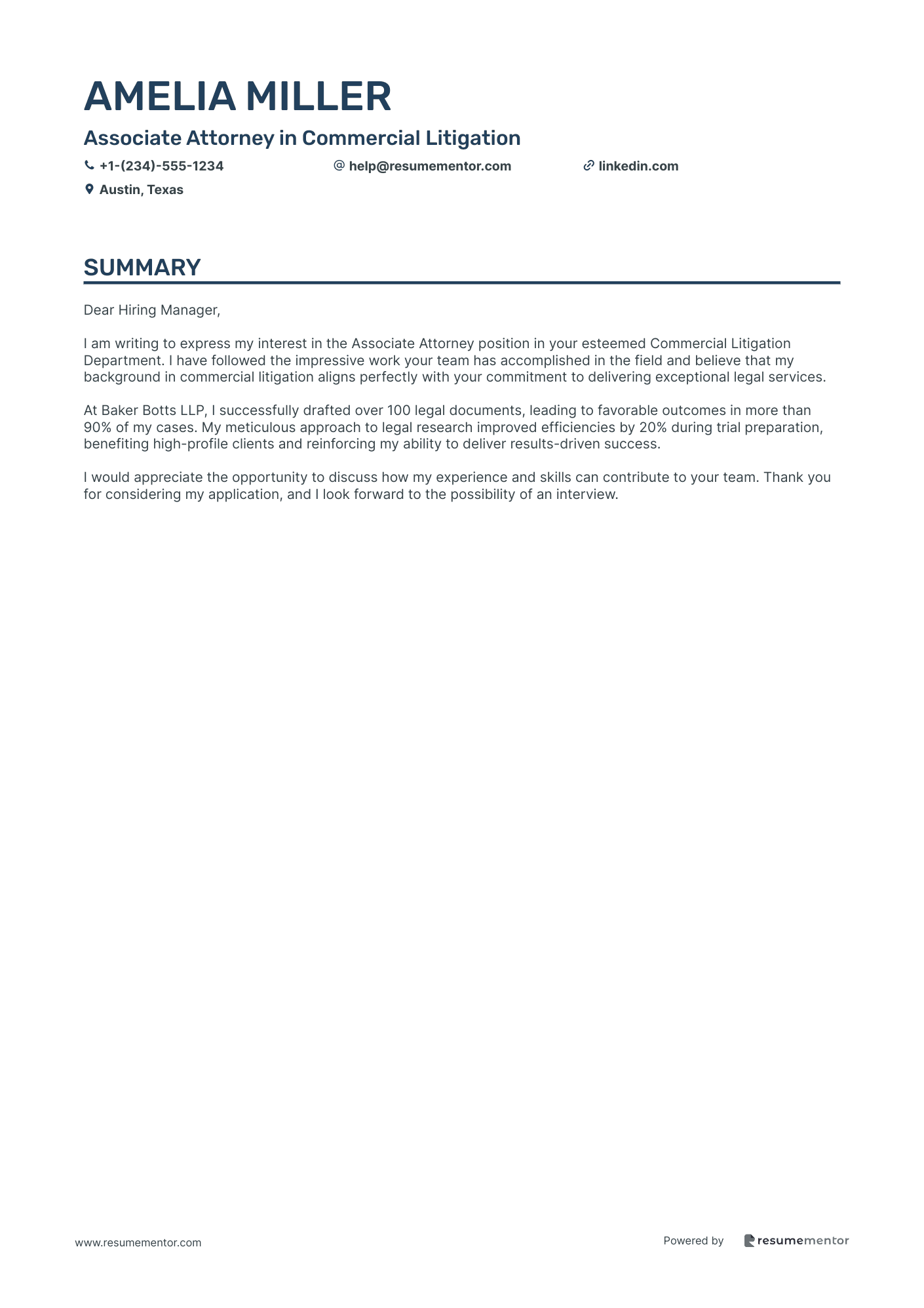 Associate Attorney in Commercial Litigation