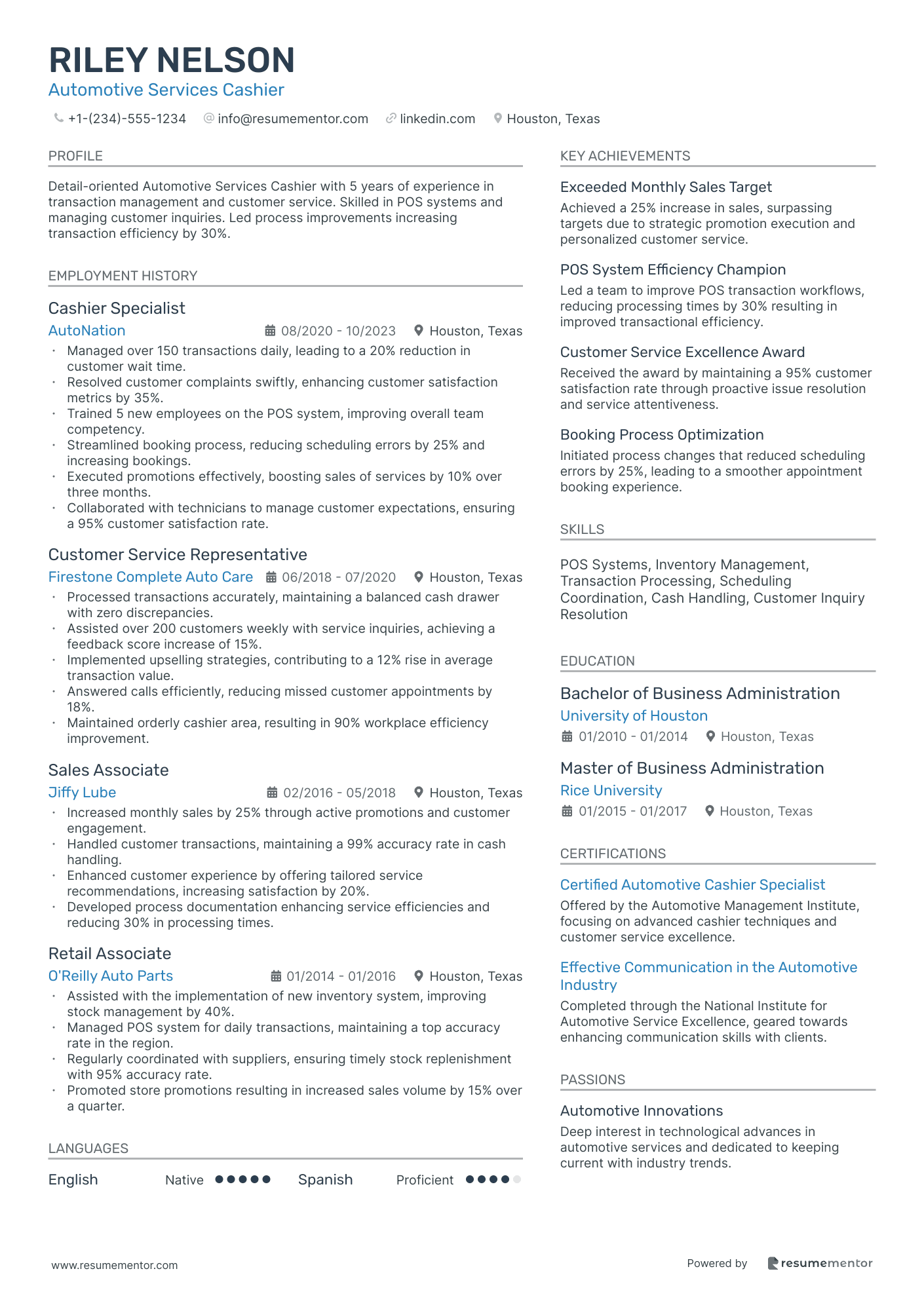 Automotive Services Cashier