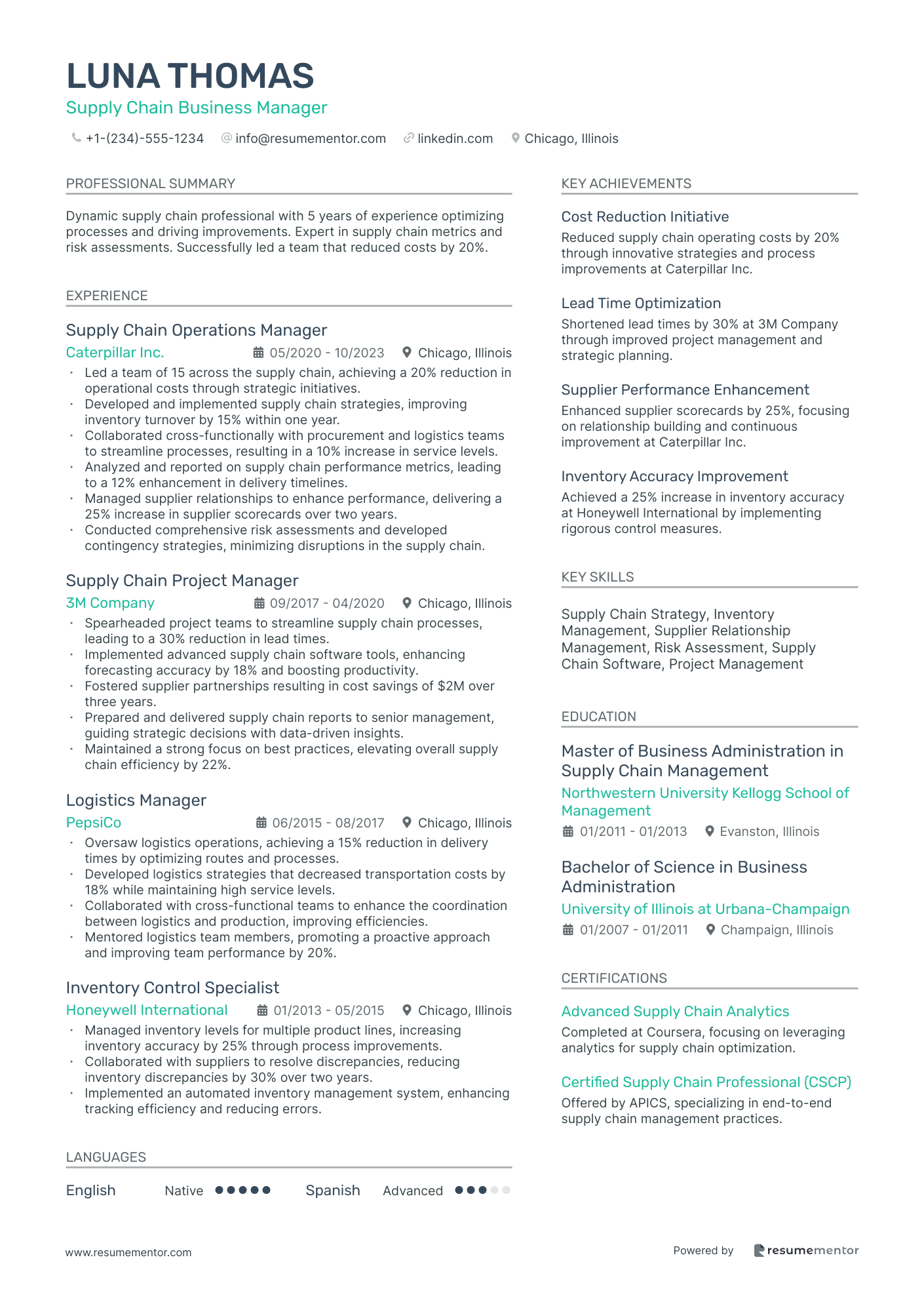 Supply Chain Business Manager