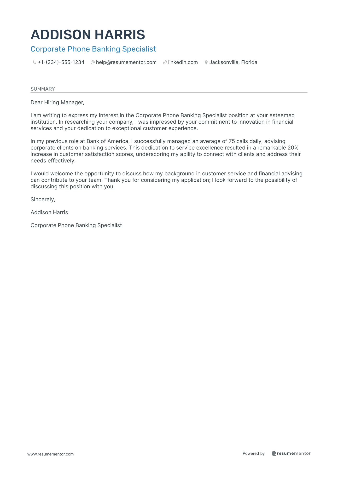 Corporate Phone Banking Specialist