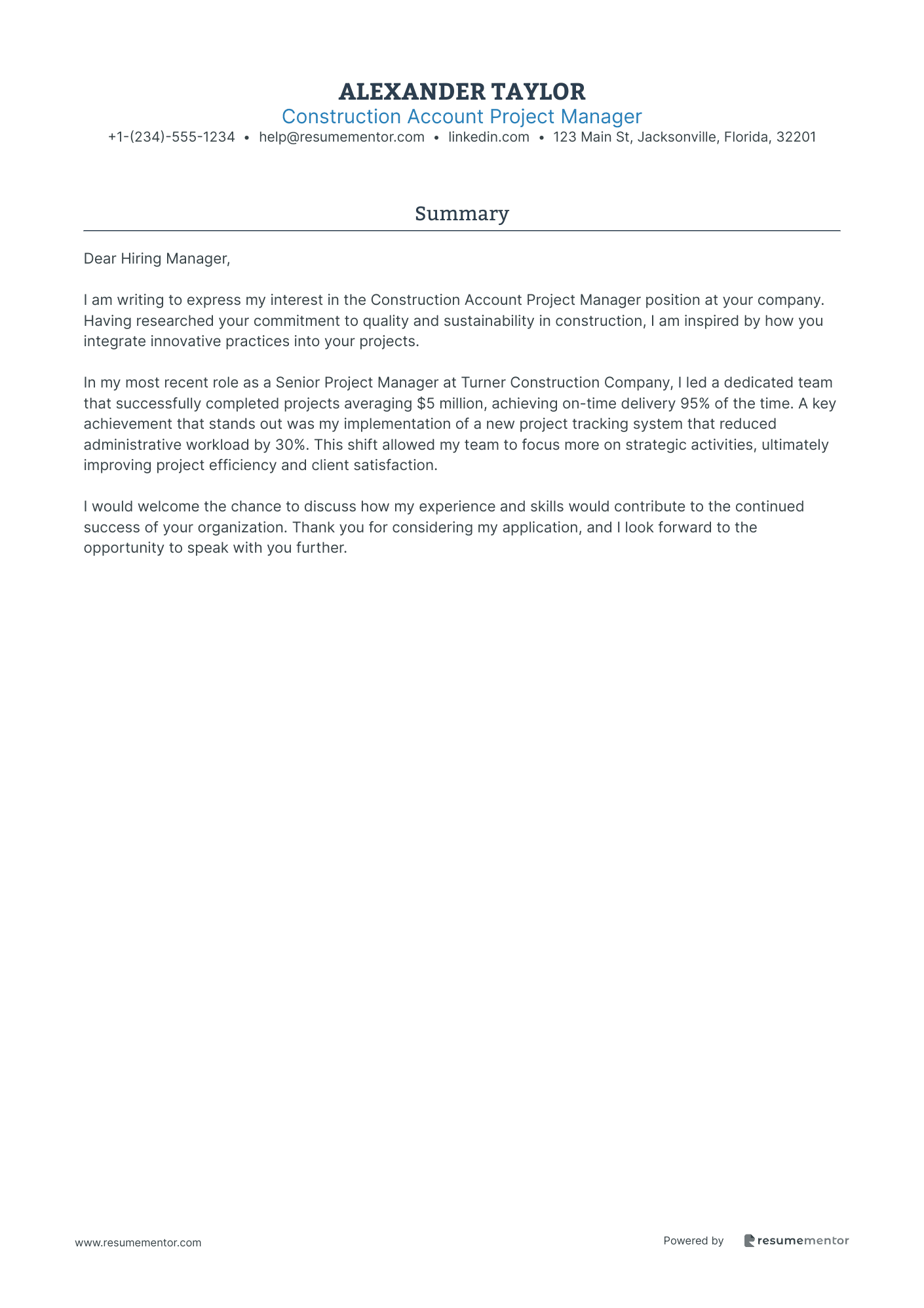 Construction Account Project Manager