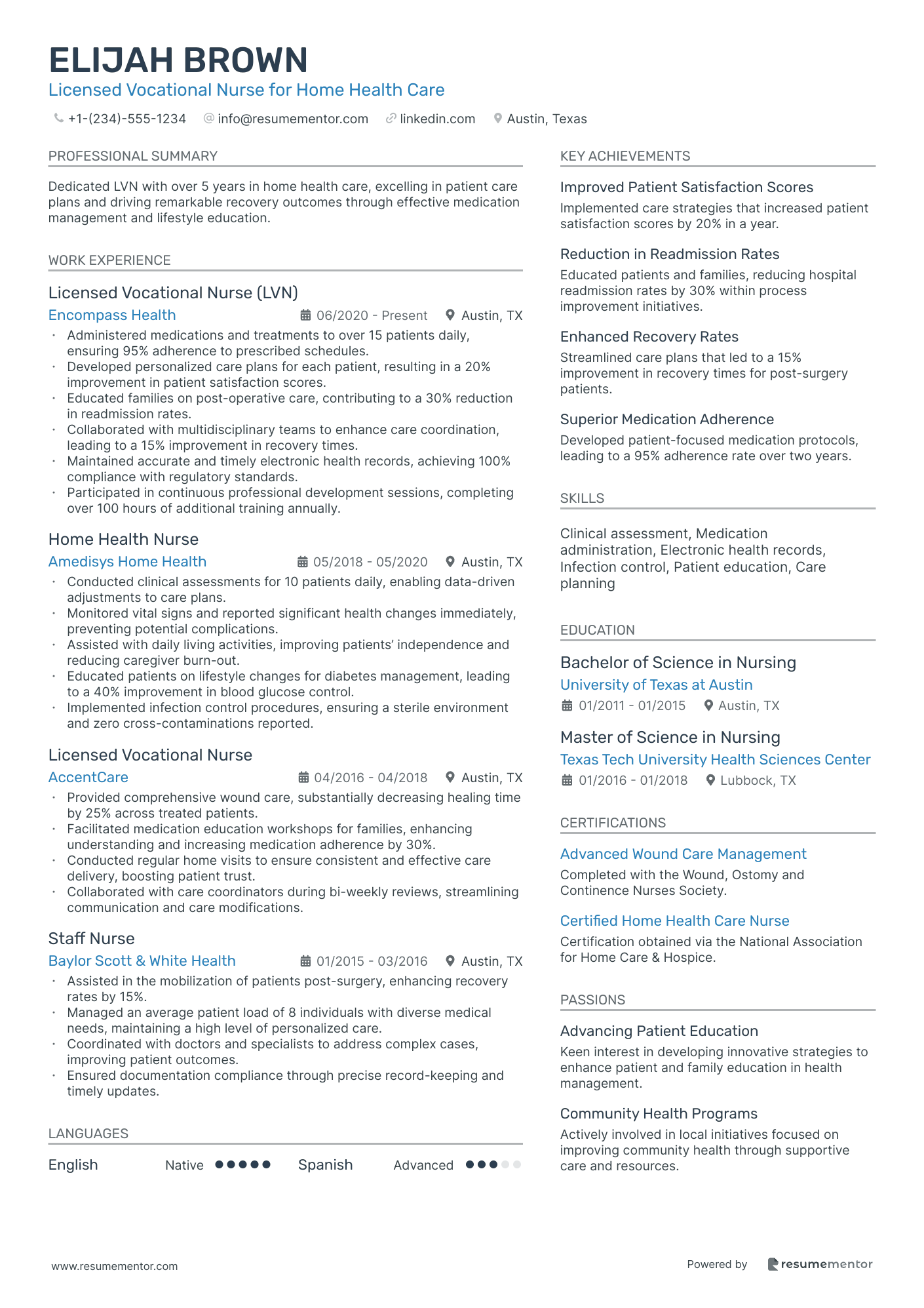 Licensed Vocational Nurse for Home Health Care