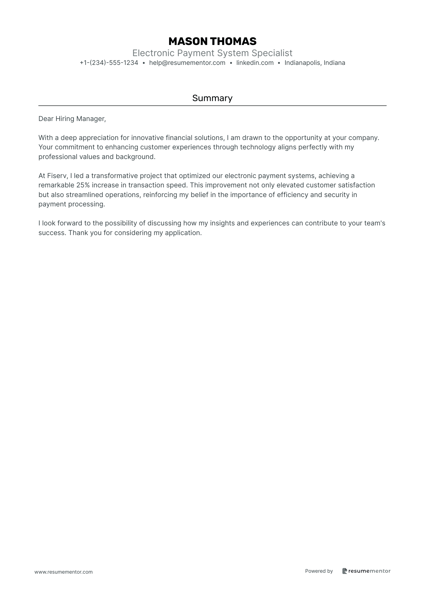 Electronic Payment System Specialist
