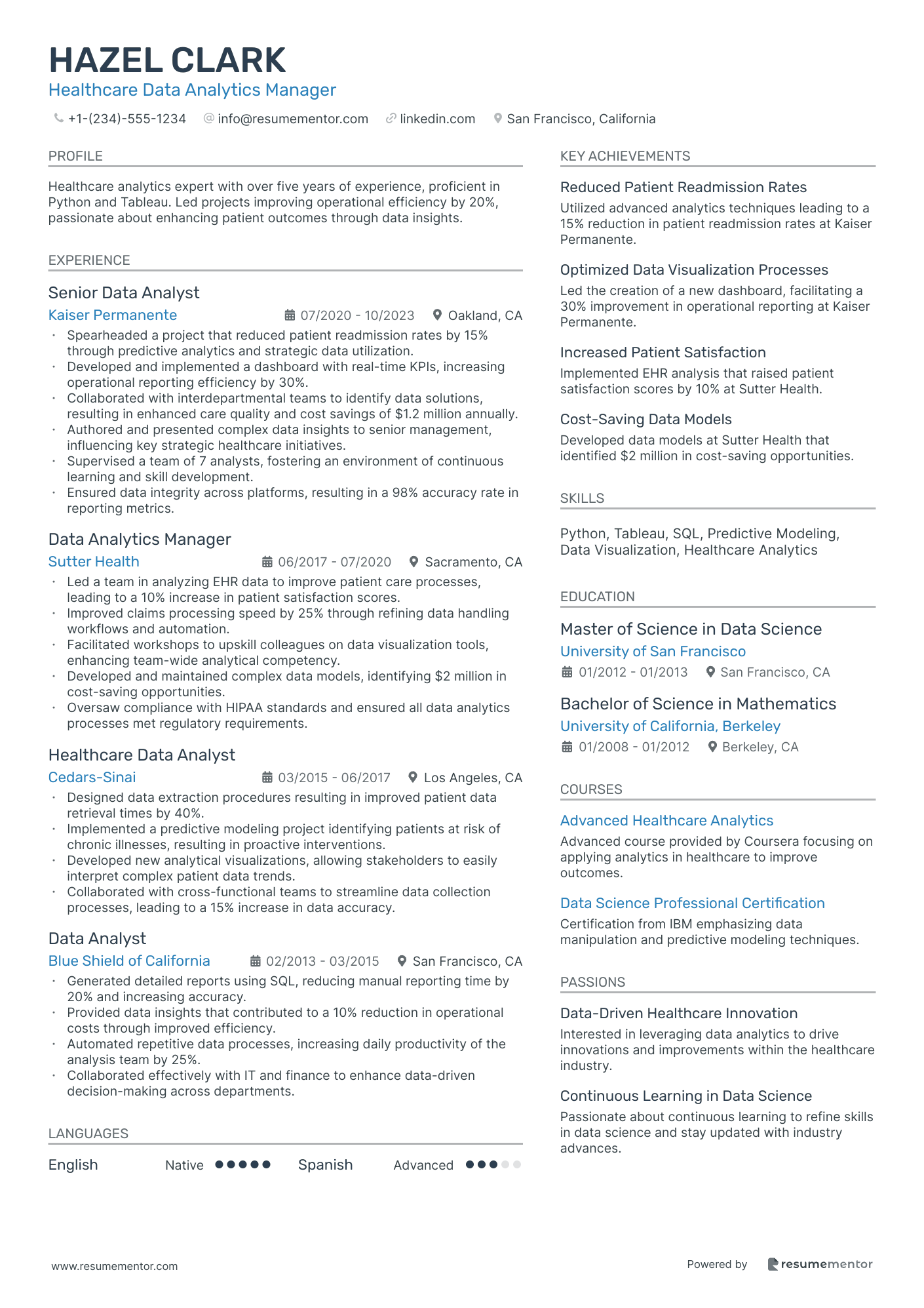 Healthcare Data Analytics Manager