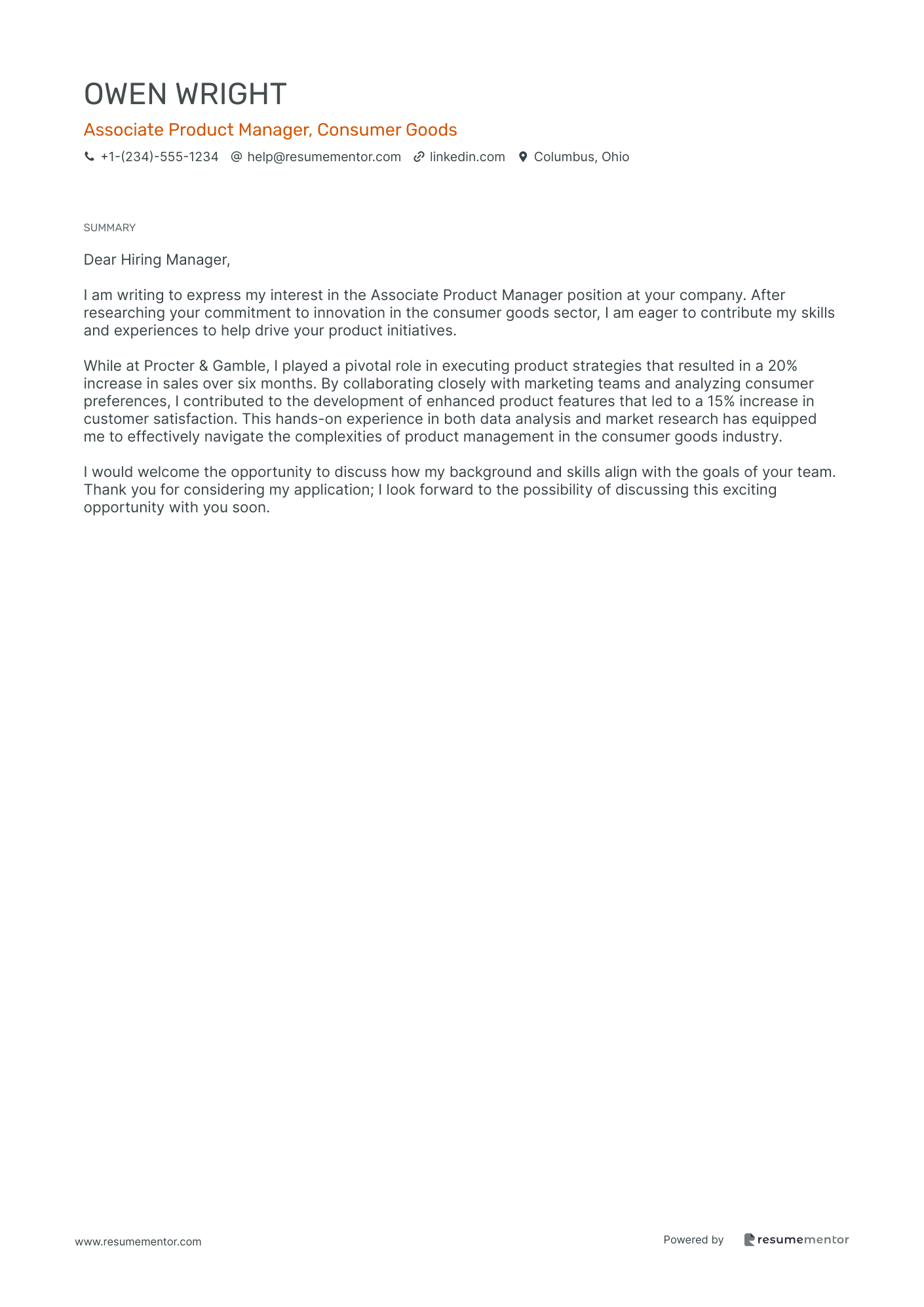 Associate Product Manager, Consumer Goods