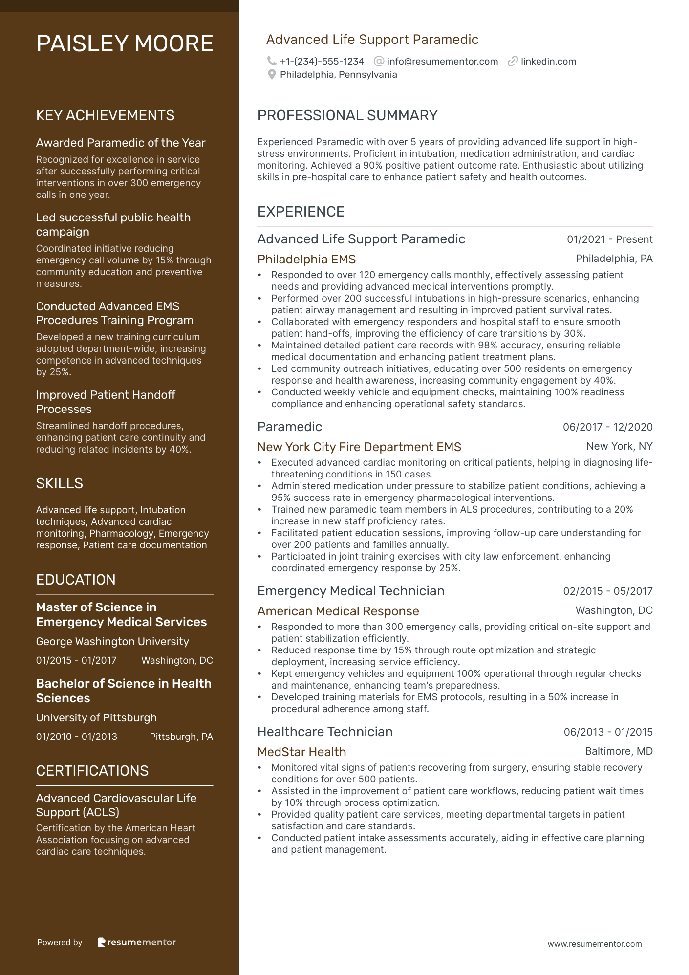 Advanced Life Support Paramedic